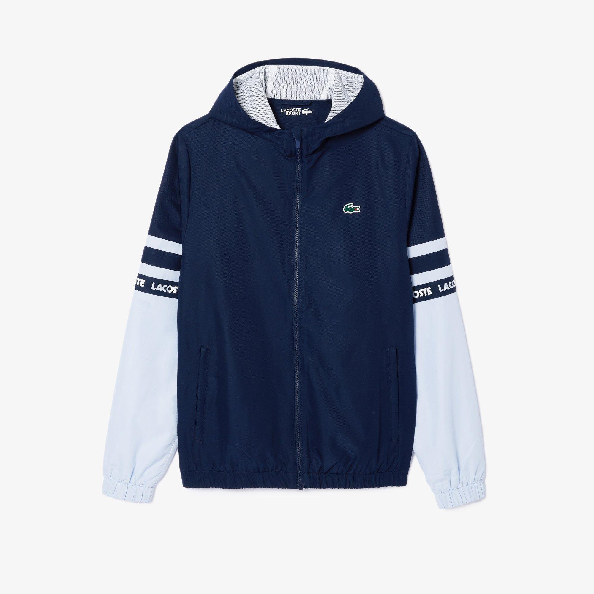 Navy Blue - Lacoste - Men's Stripe Track Water Repellent Wind Resistant Long Sleeve Softshell Jacket - 6