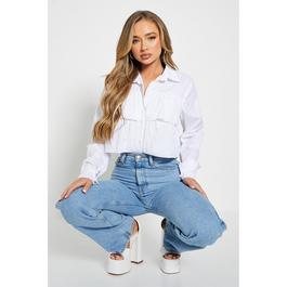 I Saw It First ISAWITFIRST Cotton Poplin Frill Front Shirt