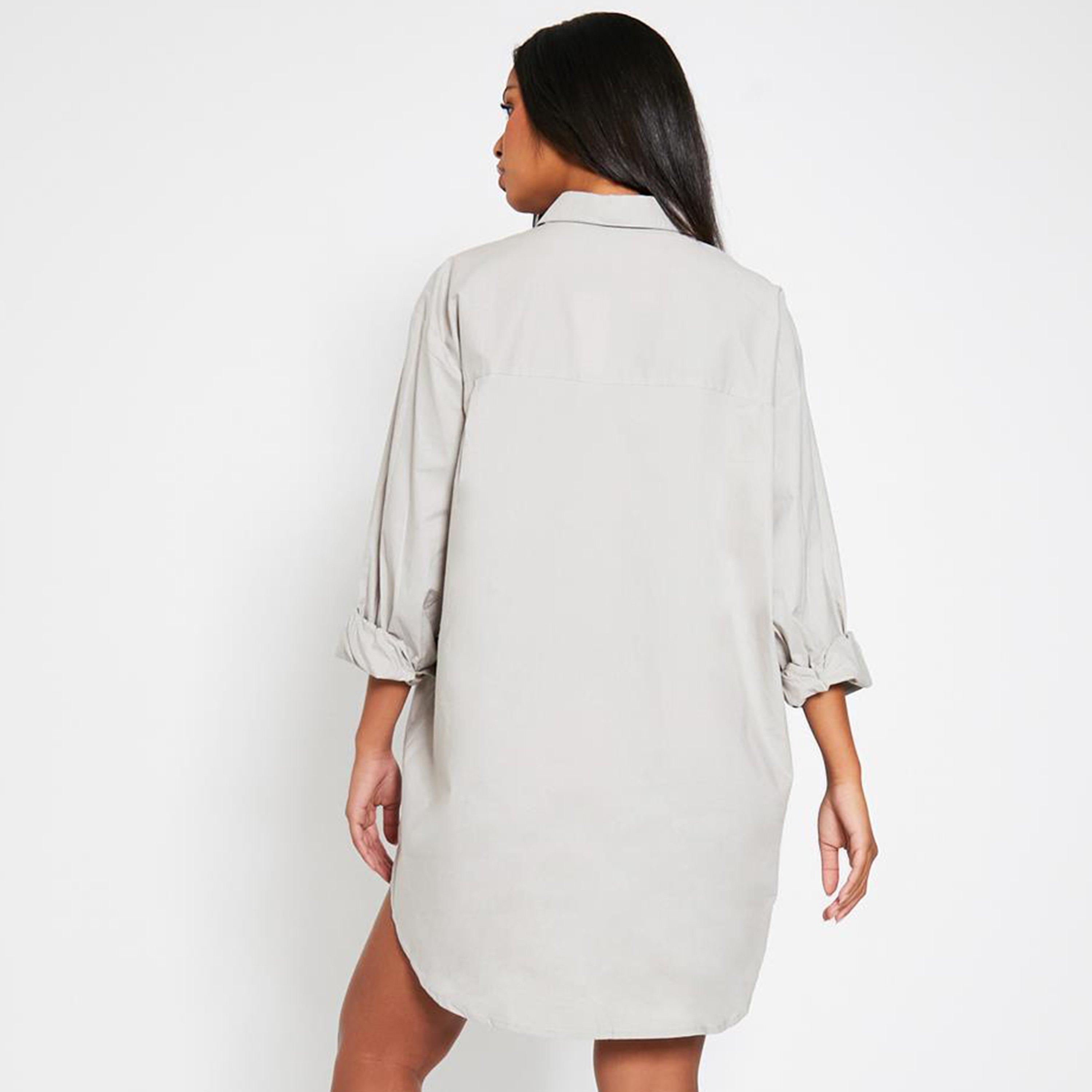 Black - I Saw It First - ISAWITFIRST Cotton Poplin Oversized Dip Hem Shirt Dress - 4