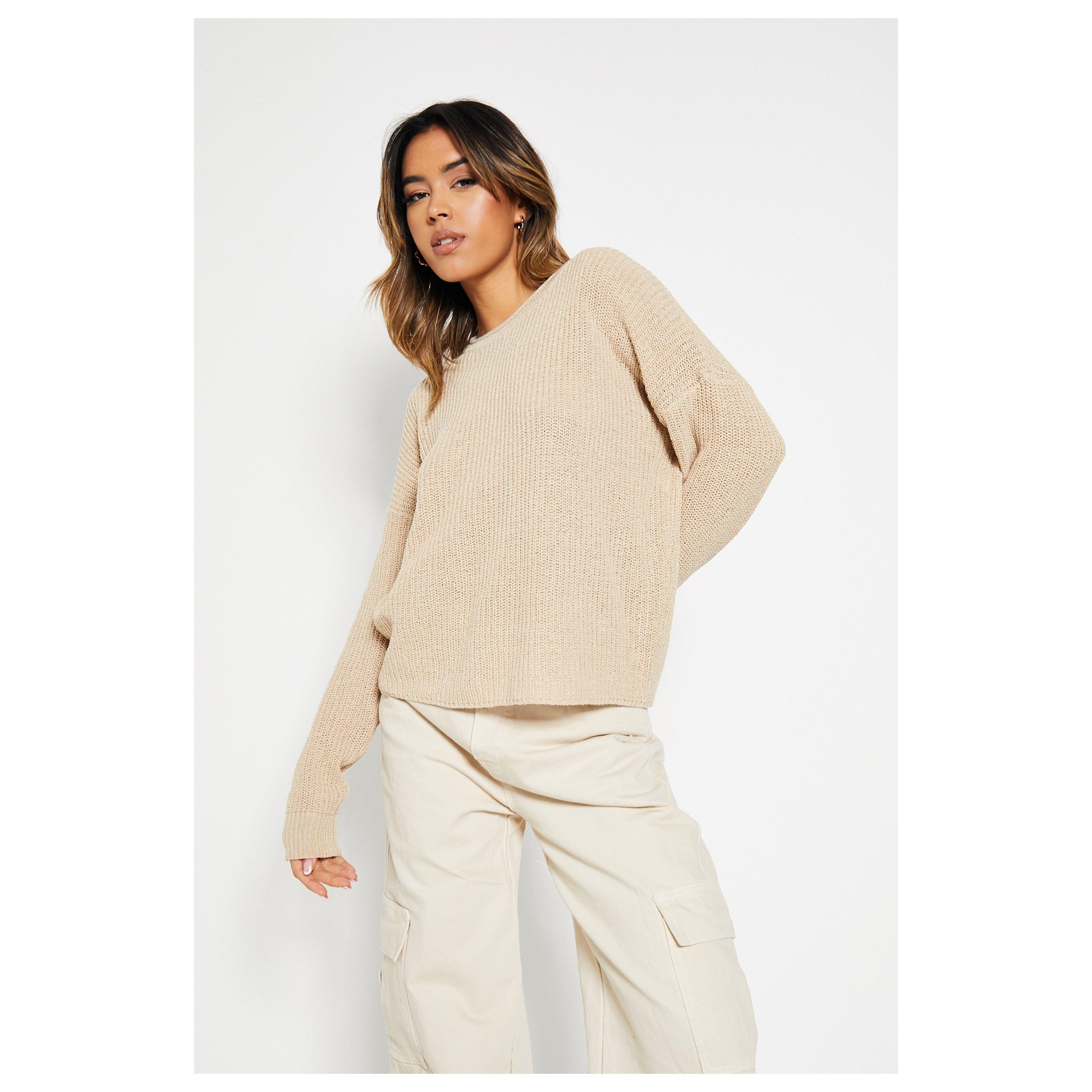Stone - I Saw It First - ISAWITFIRST Crew Neck Knitted Jumper - 1