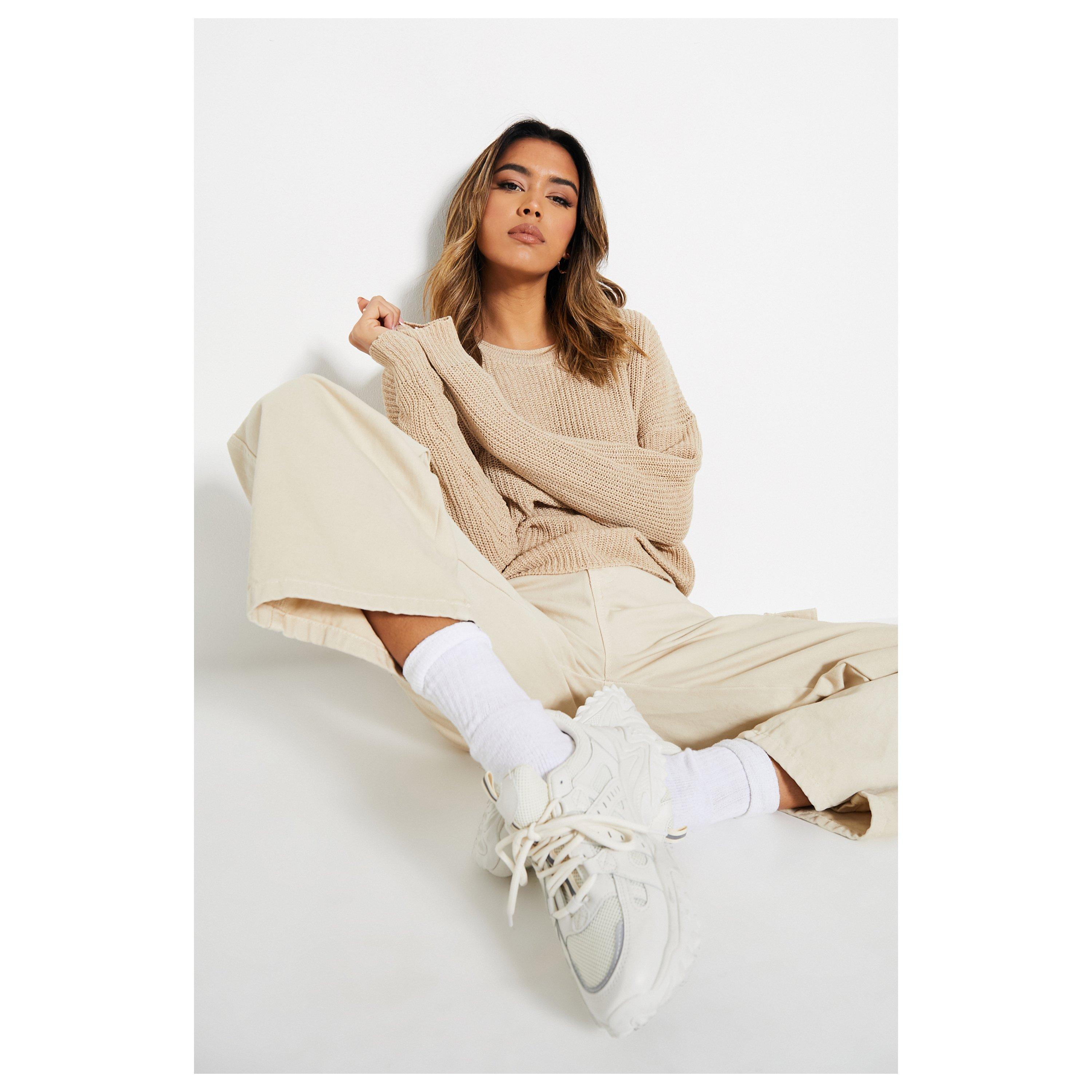 Stone - I Saw It First - ISAWITFIRST Crew Neck Knitted Jumper - 2