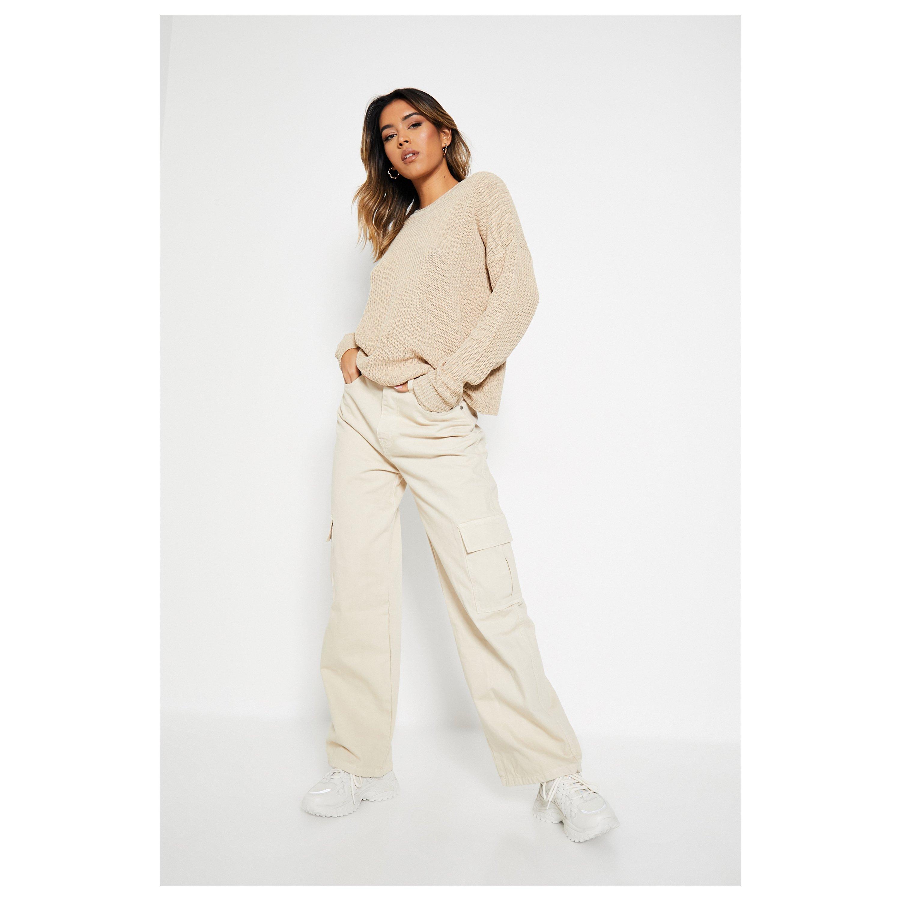Stone - I Saw It First - ISAWITFIRST Crew Neck Knitted Jumper - 3