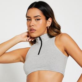 I Saw It First ISAWITFIRST Half Zip Racer Neck Cotton Crop Top