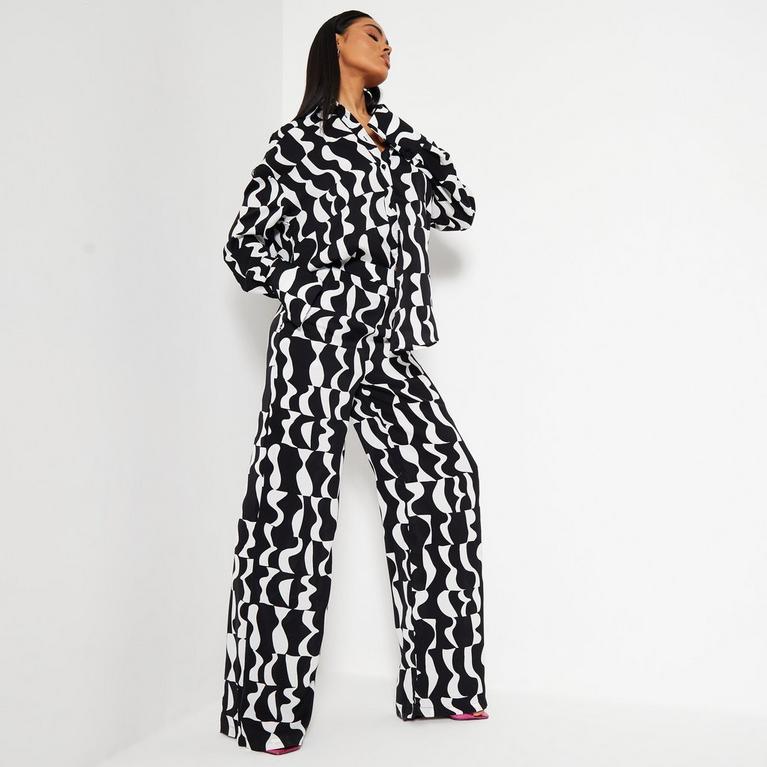Noir et Blanc - I Saw It First - ISAWITFIRST Abstract Print Wide Leg Trousers Co-Ord - 2