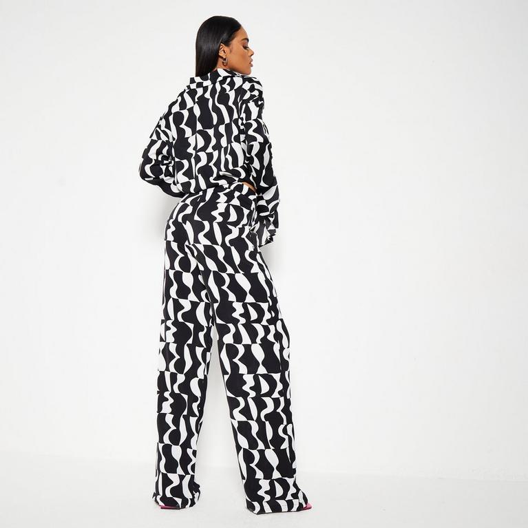 Noir et Blanc - I Saw It First - ISAWITFIRST Abstract Print Wide Leg Trousers Co-Ord - 5