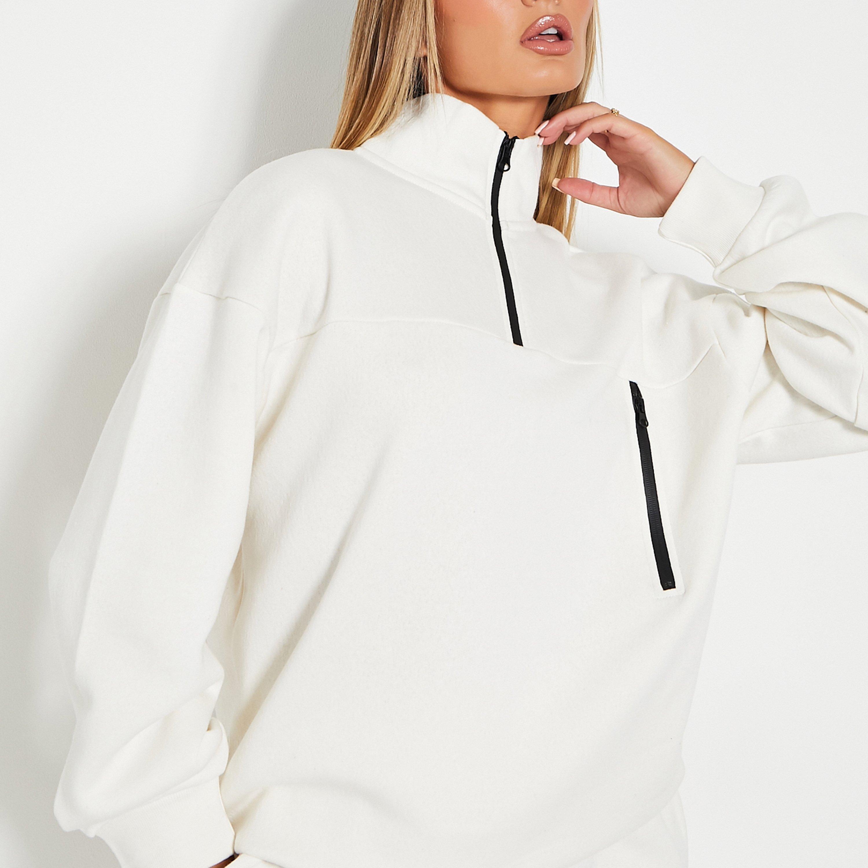 Off White - I Saw It First - ISAWITFIRST Half Zip Oversized Sweatshirt - 2