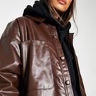 Chocolat - I Saw It First - ISAWITFIRST Faux Leather Pocket Detail Oversized Shacket - 5