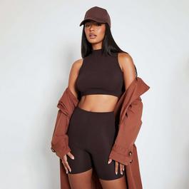 I Saw It First ISAWITFIRST Rib High Neck Racer Crop Top