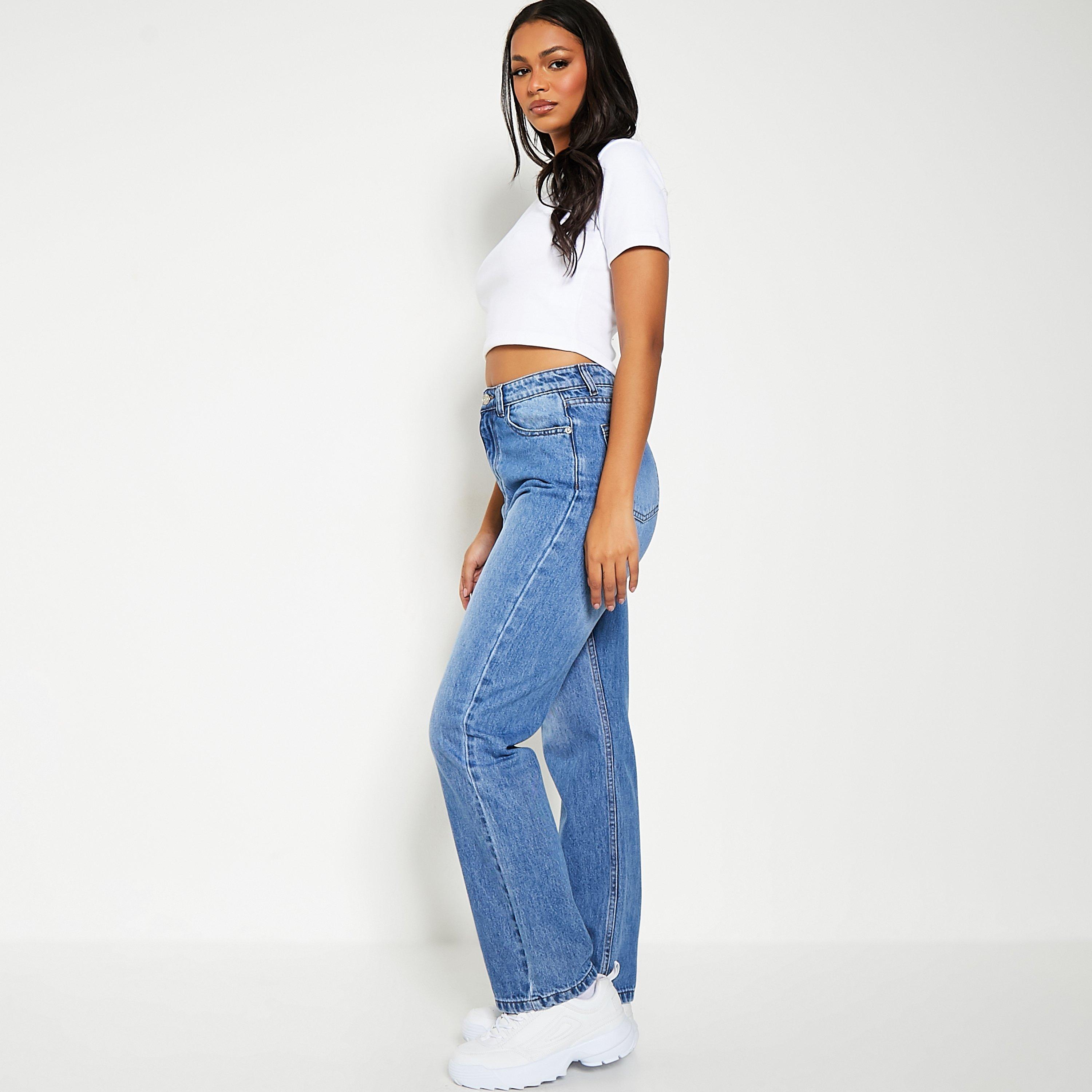 Mid Wash - I Saw It First - ISAWITFIRST Straight Leg Jeans - 3