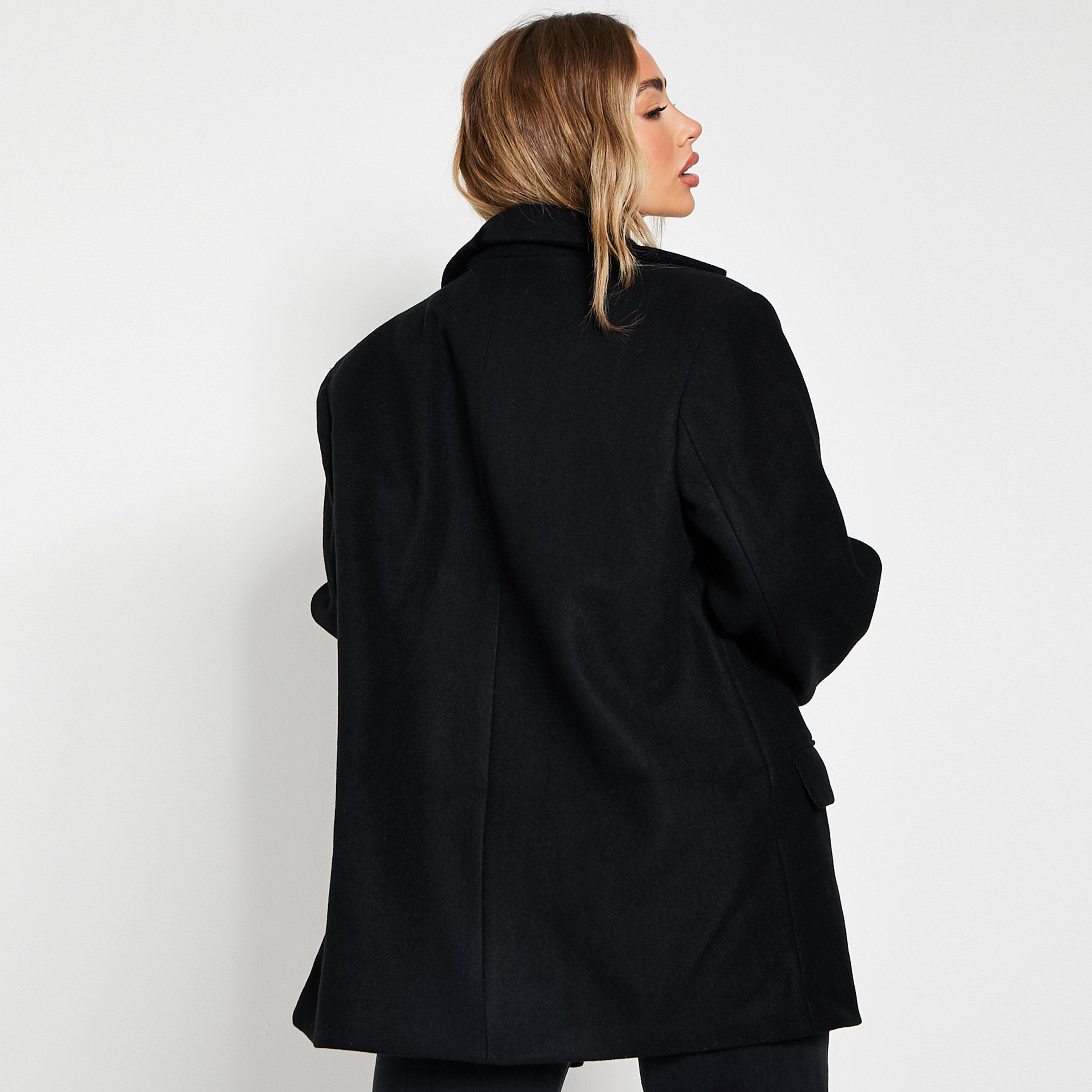 Negro - I Saw It First - Women's Single Breasted Brushed Formal Long Sleeve Overcoat - 3