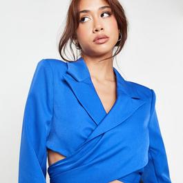 Missguided Crop Tailored Tie Back Blazer