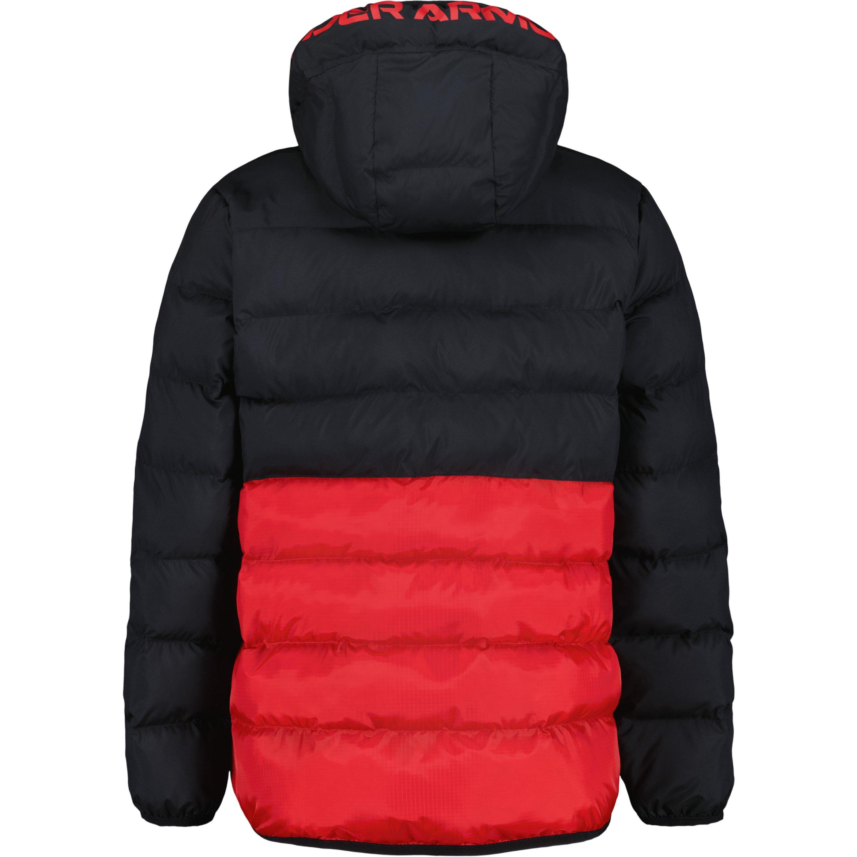 Nero/Rosso - Under Armour - Pronto Hooded Long Sleeve Puffer Jacket - 3