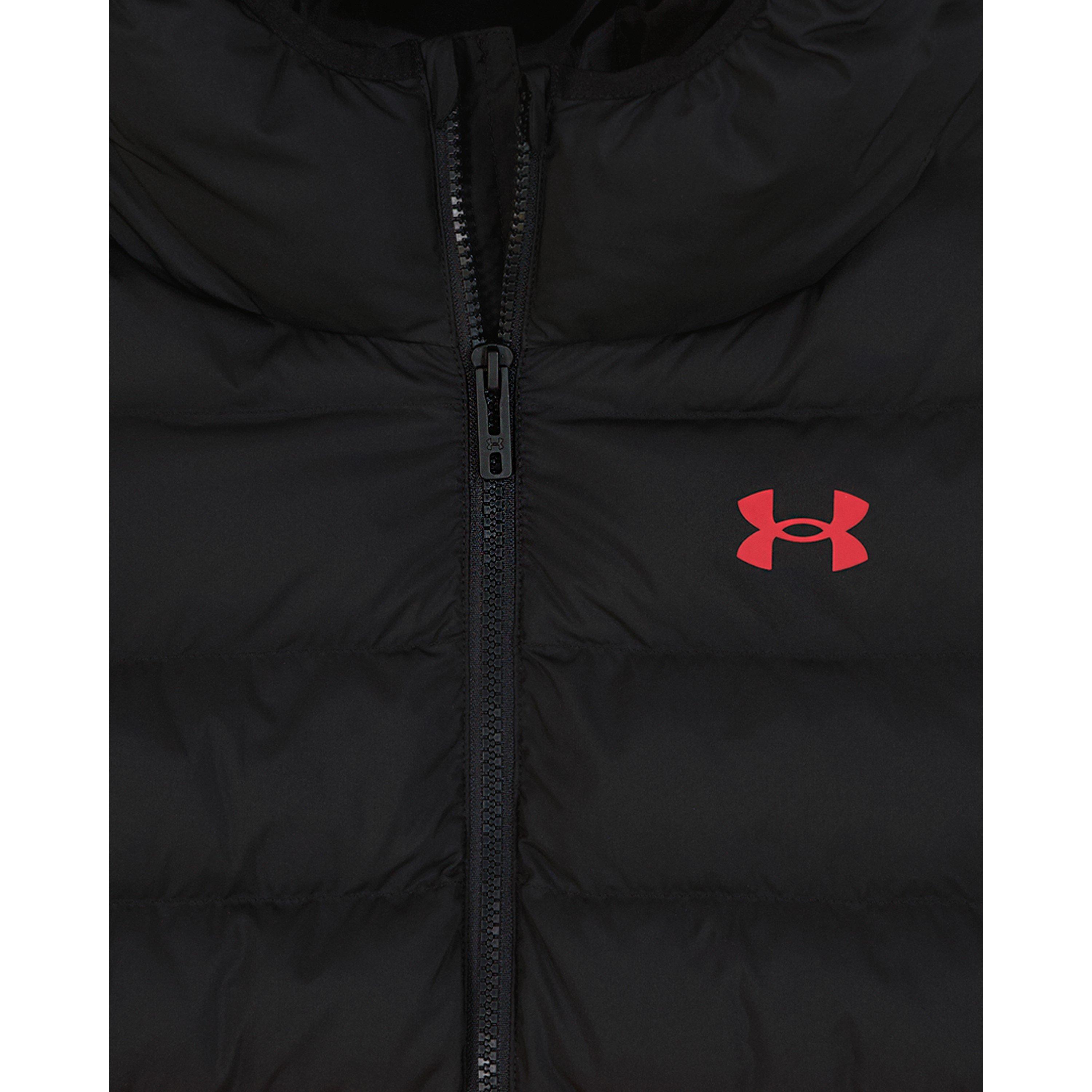 Nero/Rosso - Under Armour - Pronto Hooded Long Sleeve Puffer Jacket - 5