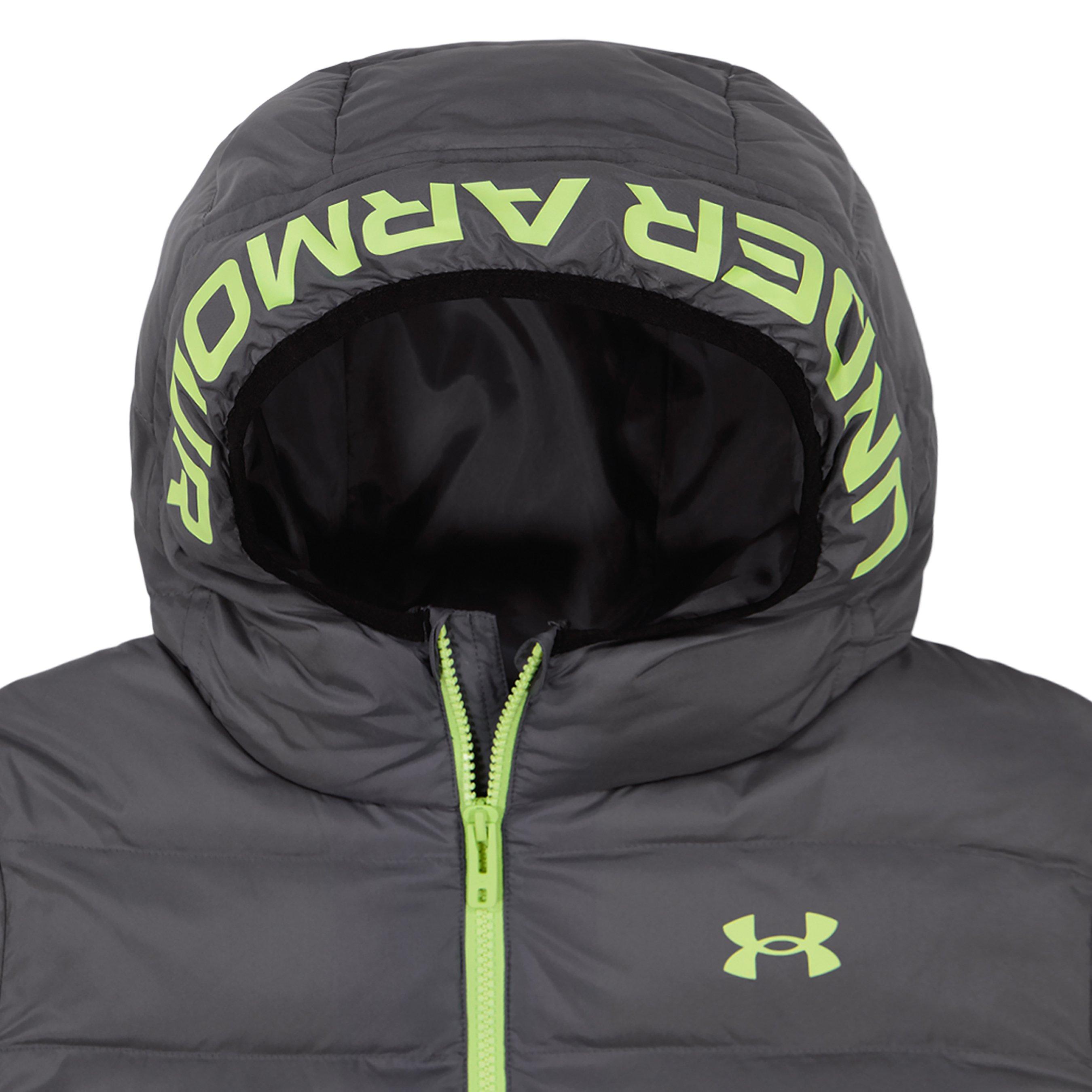 Black/Roc - Under Armour - Kids'  Pronto Hooded Long Sleeve Puffer Jacket - 4