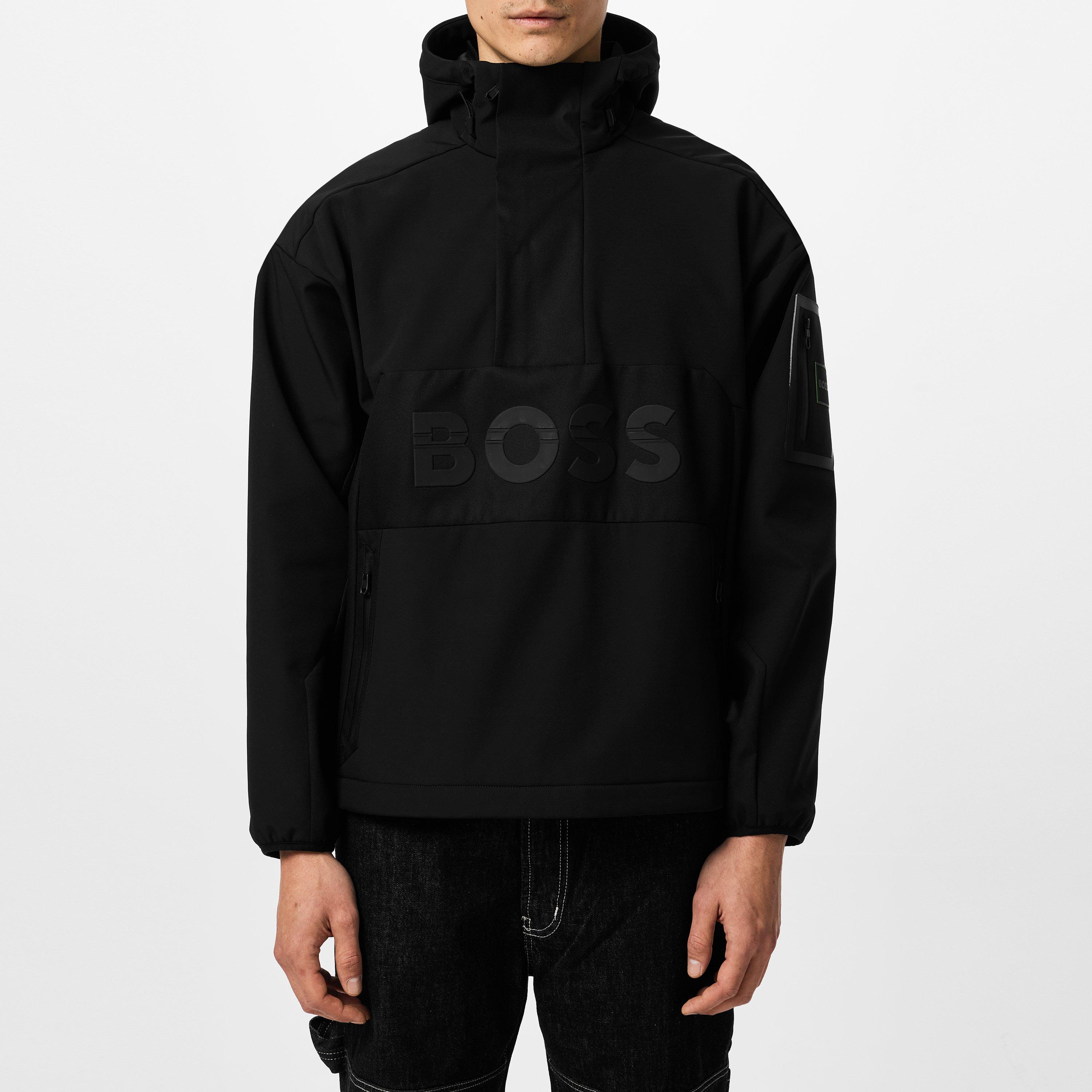 Black 001 - Boss - Men's J_Stel Lightweight Insulated Water and Wind Resistant Oversized Fit Rain Anoraks - 3