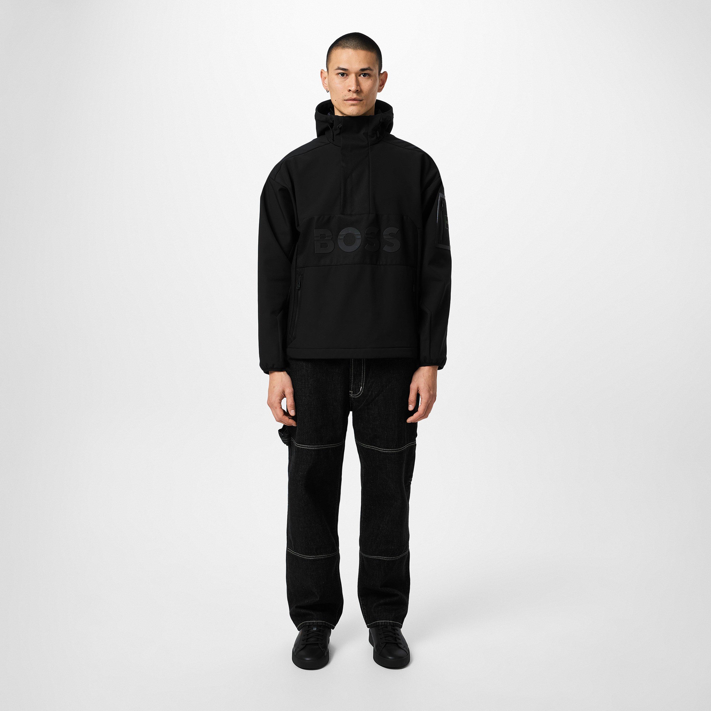 Black 001 - Boss - Men's J_Stel Lightweight Insulated Water and Wind Resistant Oversized Fit Rain Anoraks - 5