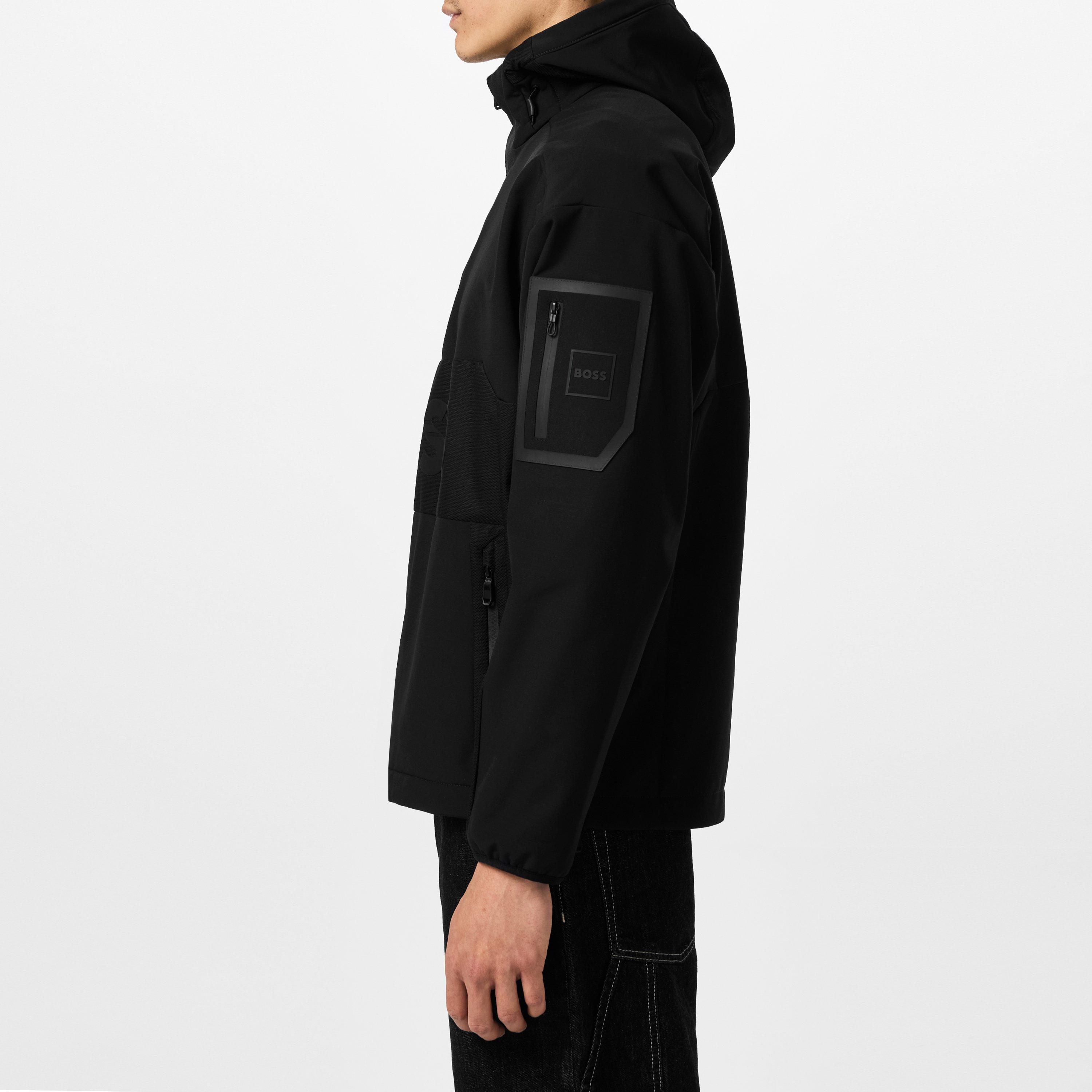 Black 001 - Boss - Men's J_Stel Lightweight Insulated Water and Wind Resistant Oversized Fit Rain Anoraks - 6