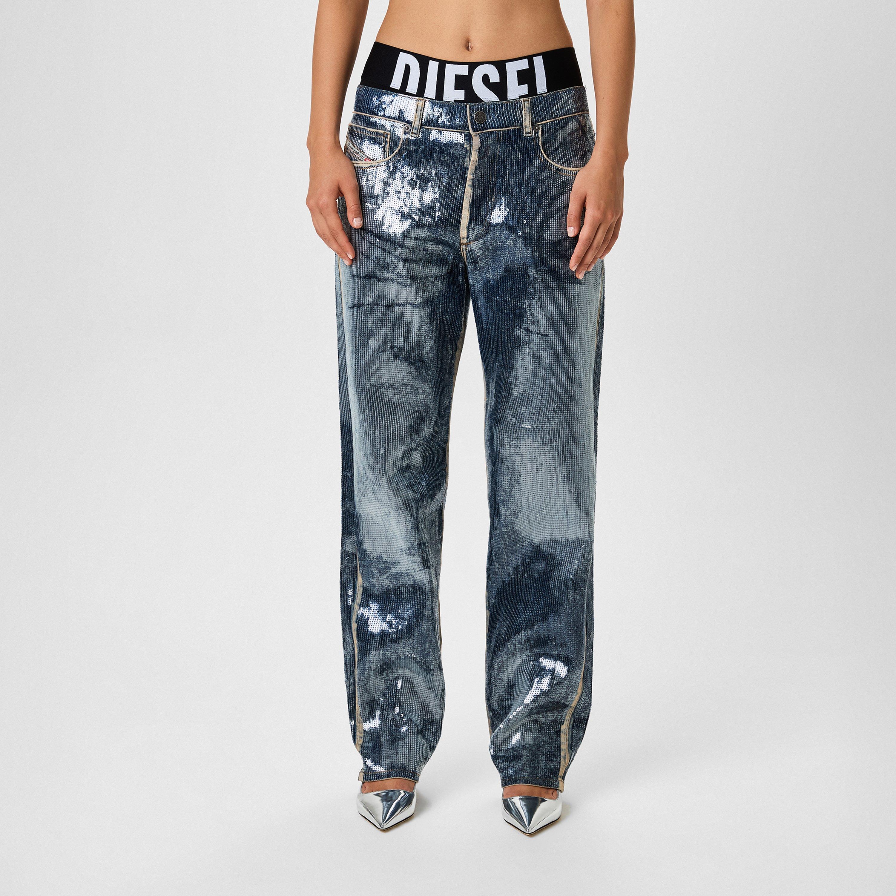 Blue - Diesel - Women's Sequin Wide Leg Jeans - 1