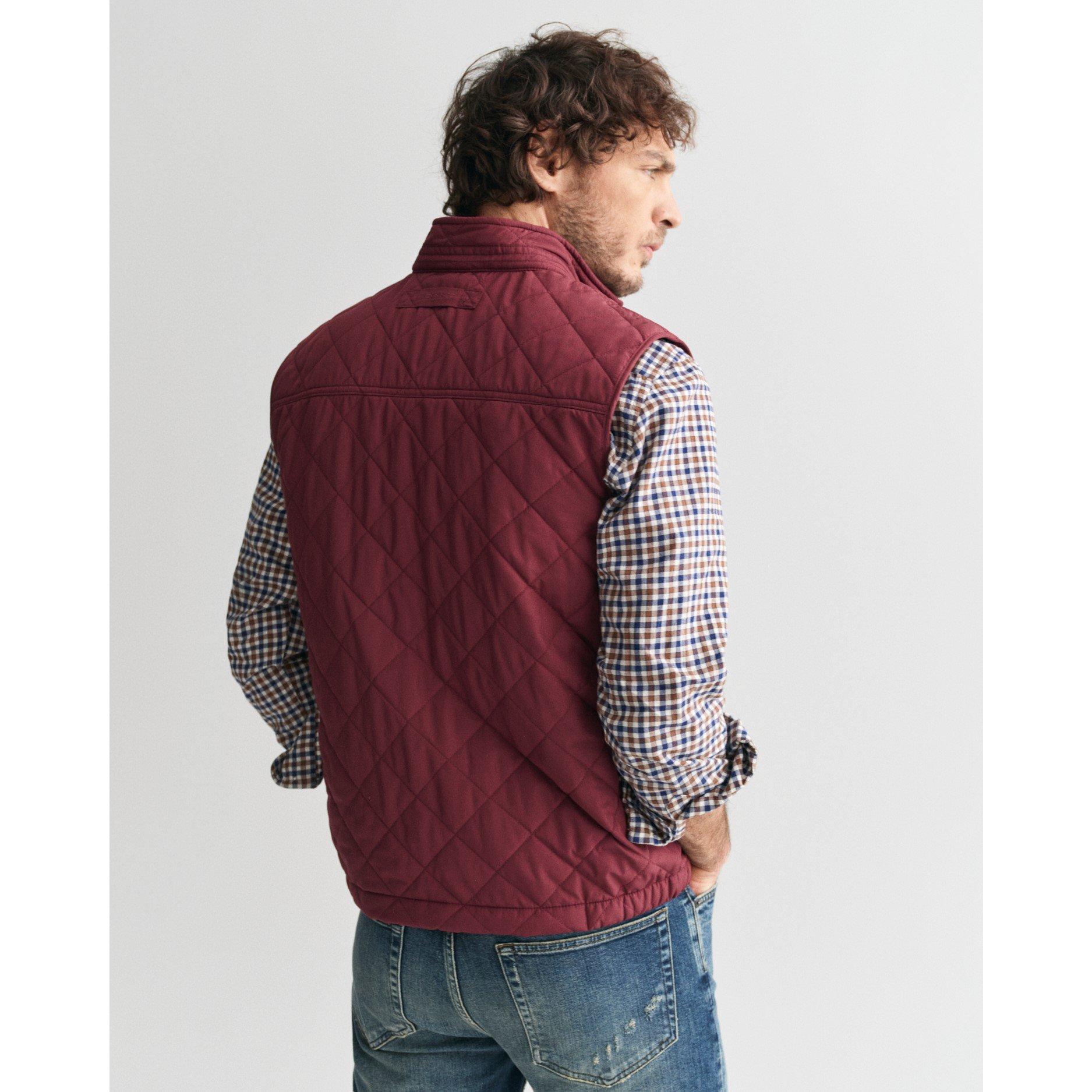 Wine Red - Gant - Men's Quilted Water-Repellent Sleeveless Gilet - 2