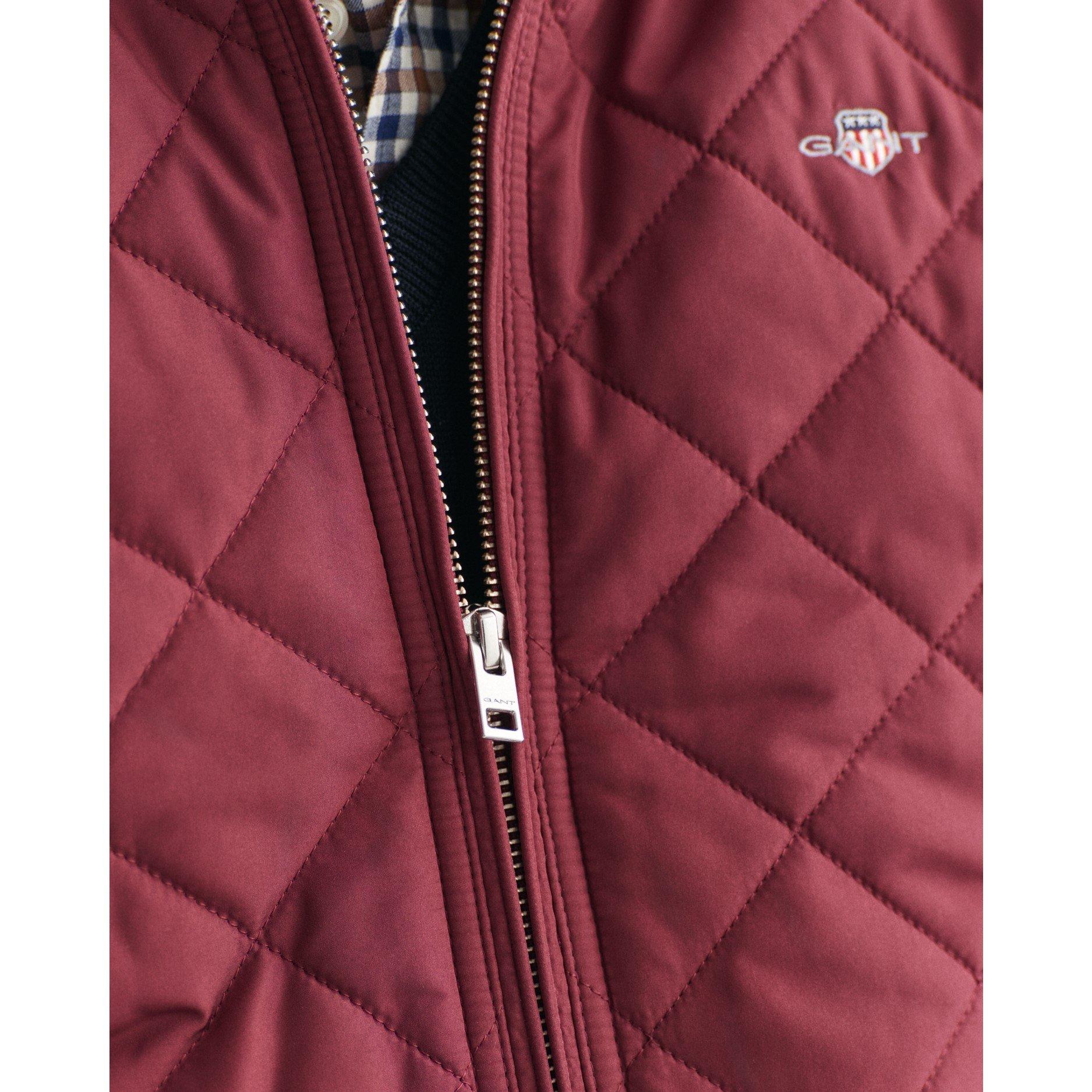 Wine Red - Gant - Men's Quilted Water-Repellent Sleeveless Gilet - 7
