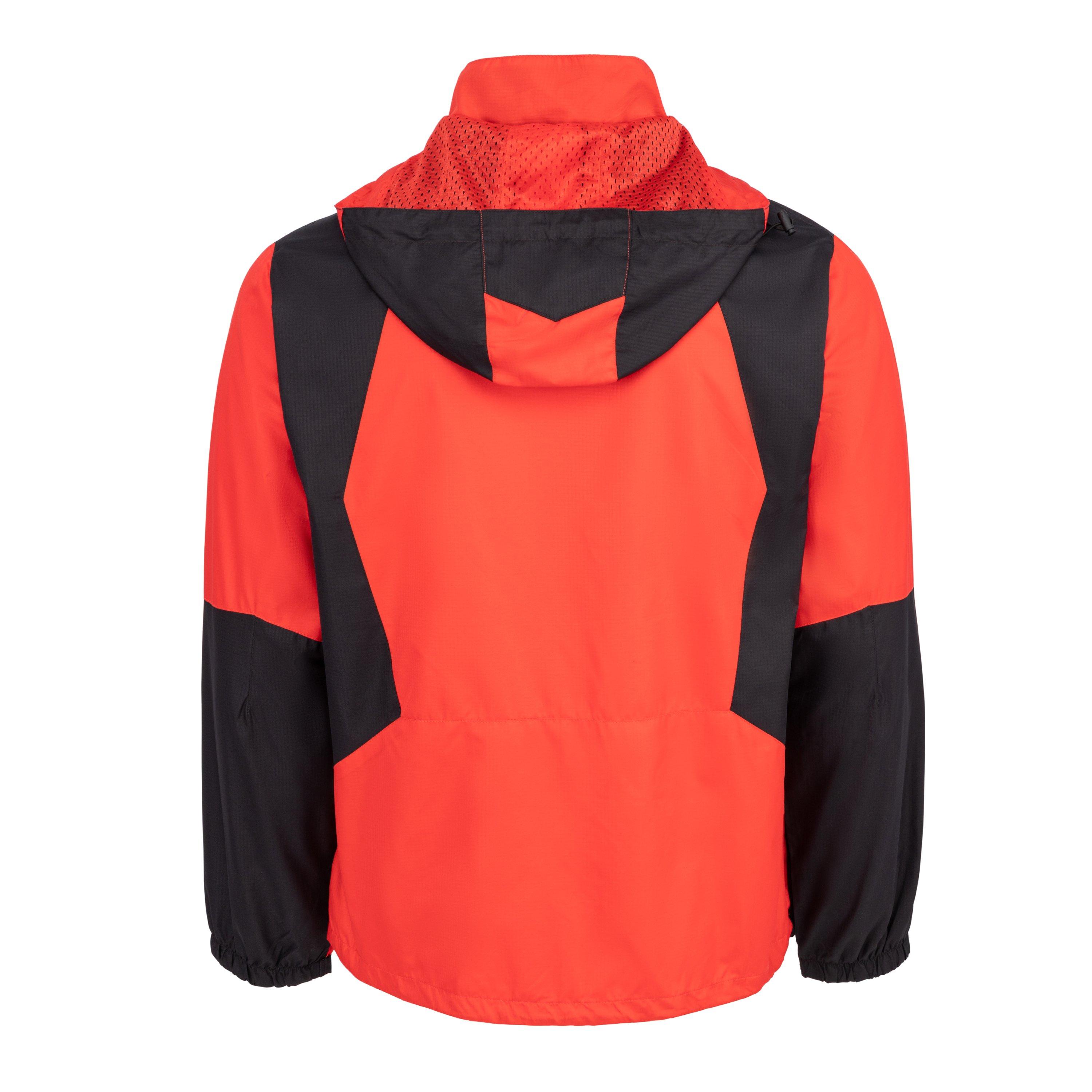 Red/Black - Lee Cooper - Men's Lightweight Waterproof Windproof Detachable Hood Long Sleeve Rain Anorak - 2