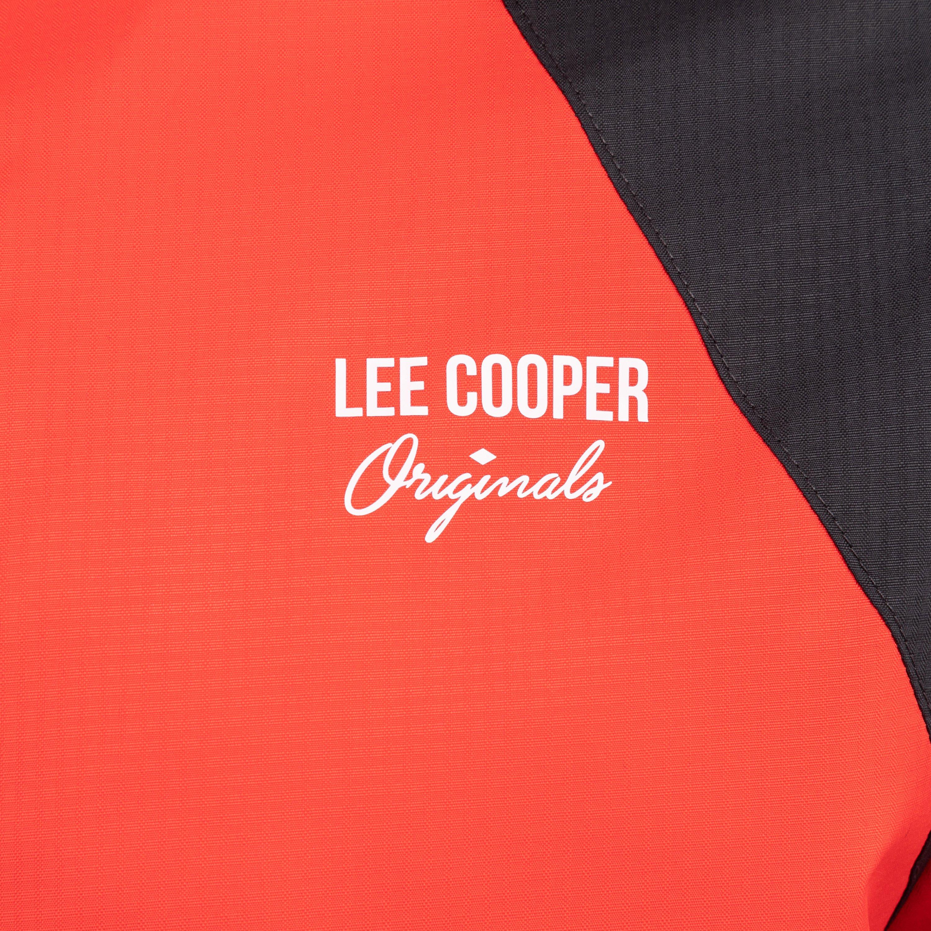 Red/Black - Lee Cooper - Men's Lightweight Waterproof Windproof Detachable Hood Long Sleeve Rain Anorak - 4