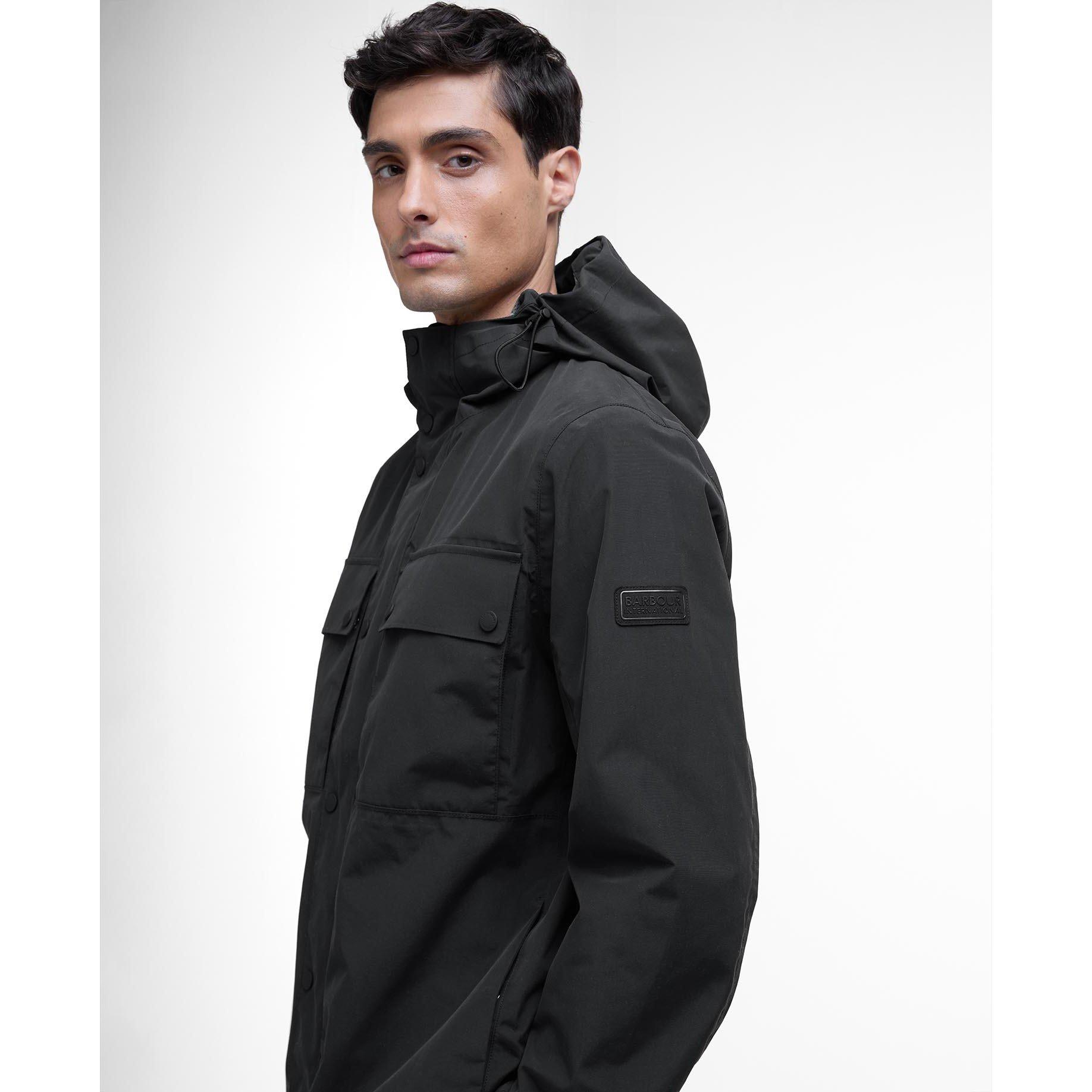 Black BK11 - Barbour International - Men's Cliffway Waterproof Hooded Long Sleeve Rain Anorak - 4