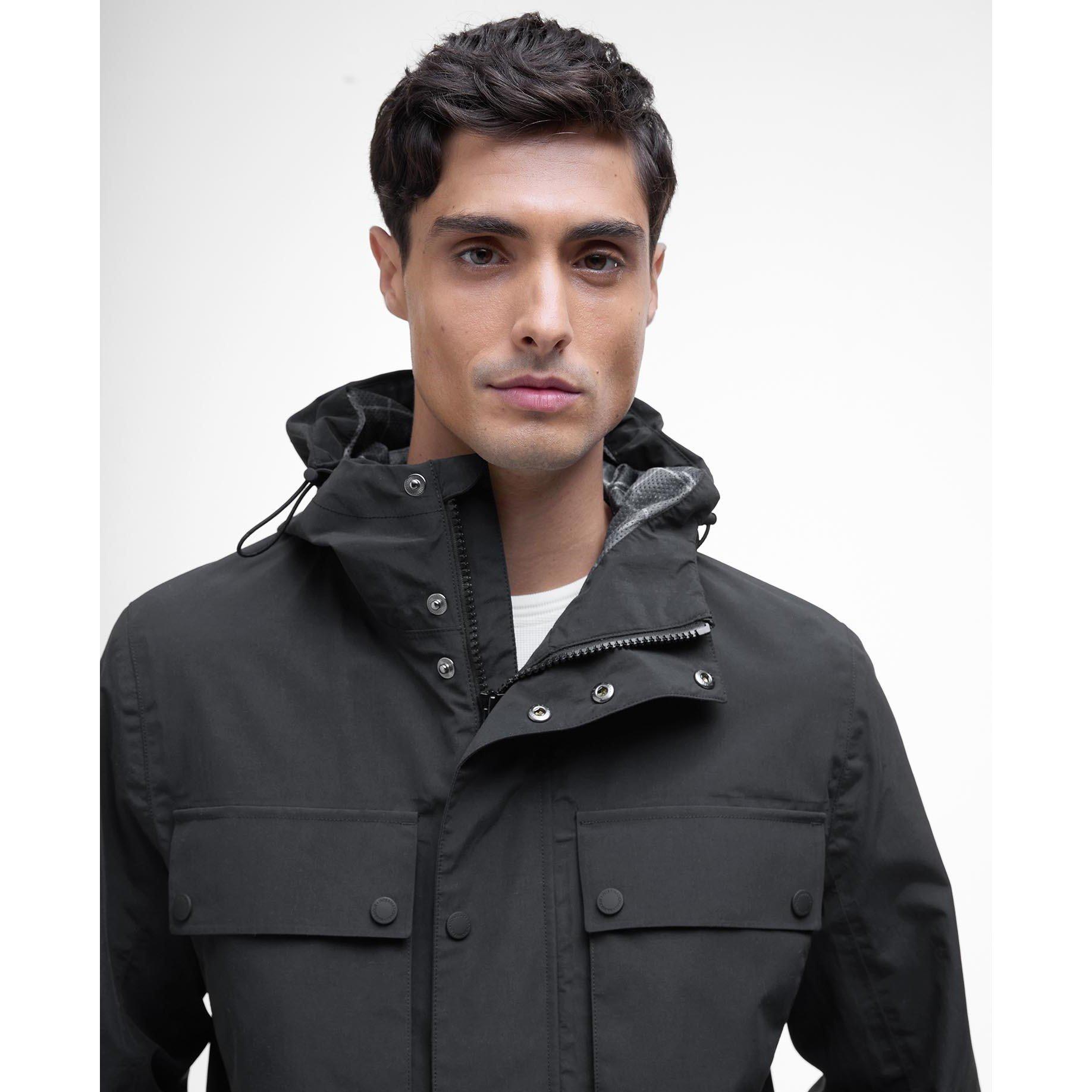Black BK11 - Barbour International - Men's Cliffway Waterproof Hooded Long Sleeve Rain Anorak - 5