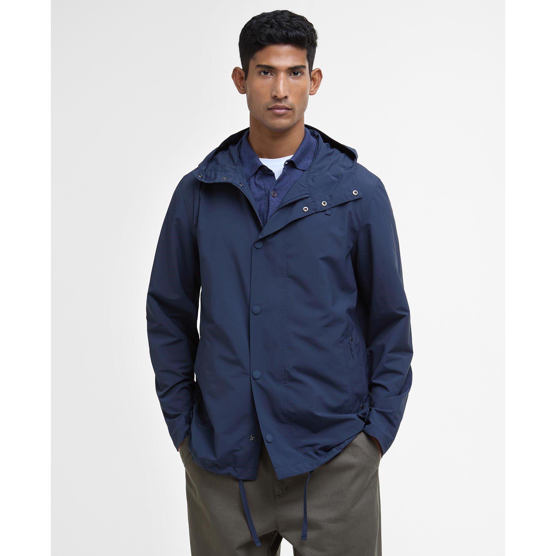 Navy/Pine NY71 - Barbour - Men's Quay Showerproof Long Sleeve Rain Anorak - 3