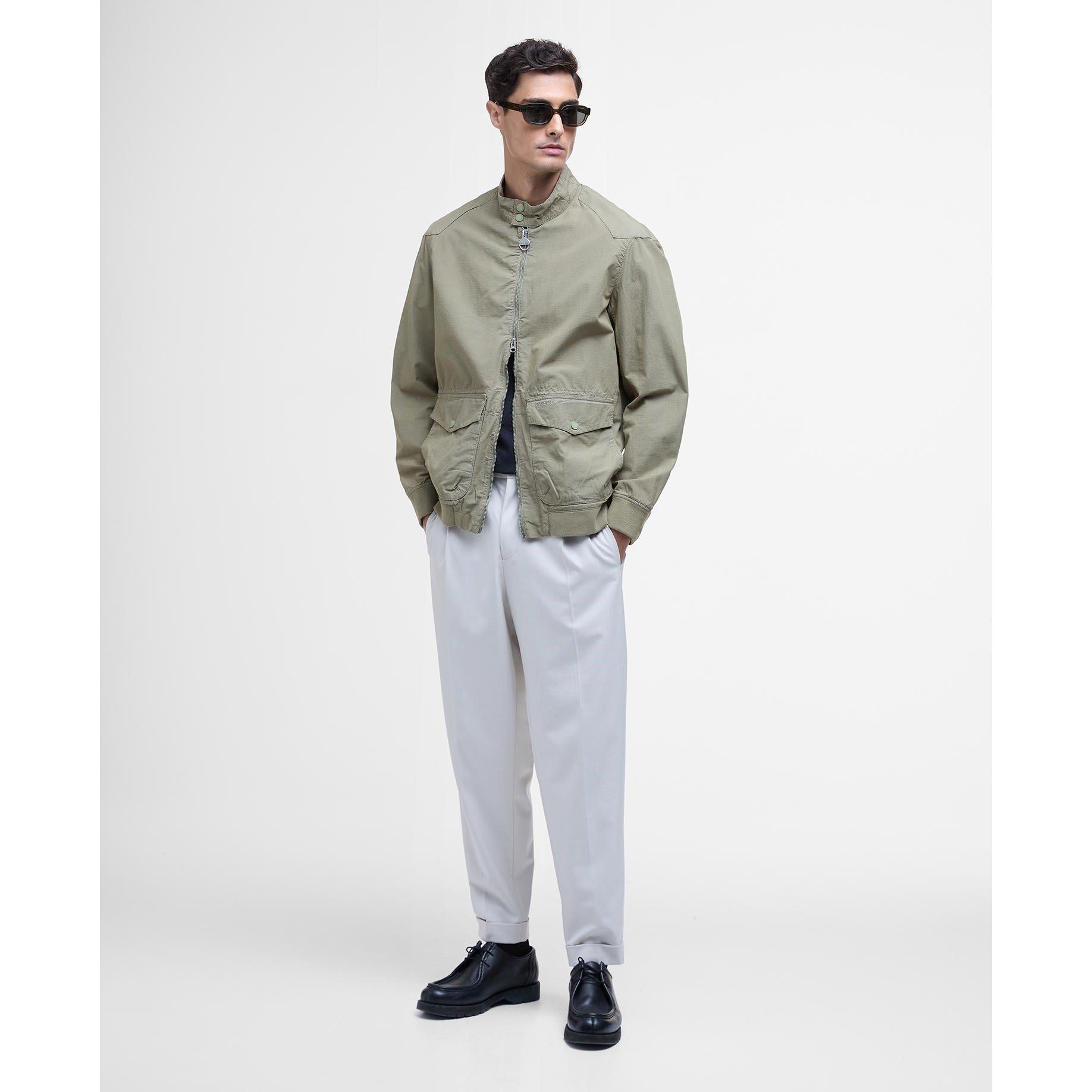 Bleached Olive - Barbour International - Men's Matley Cotton Long Sleeve Harrington Jacket - 7