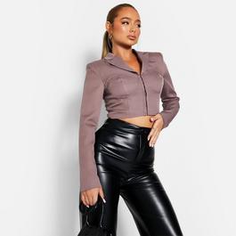 b ab short-sleeved cropped shirt Rosa ISAWITFIRST Cropped Hook and Eye Blazer