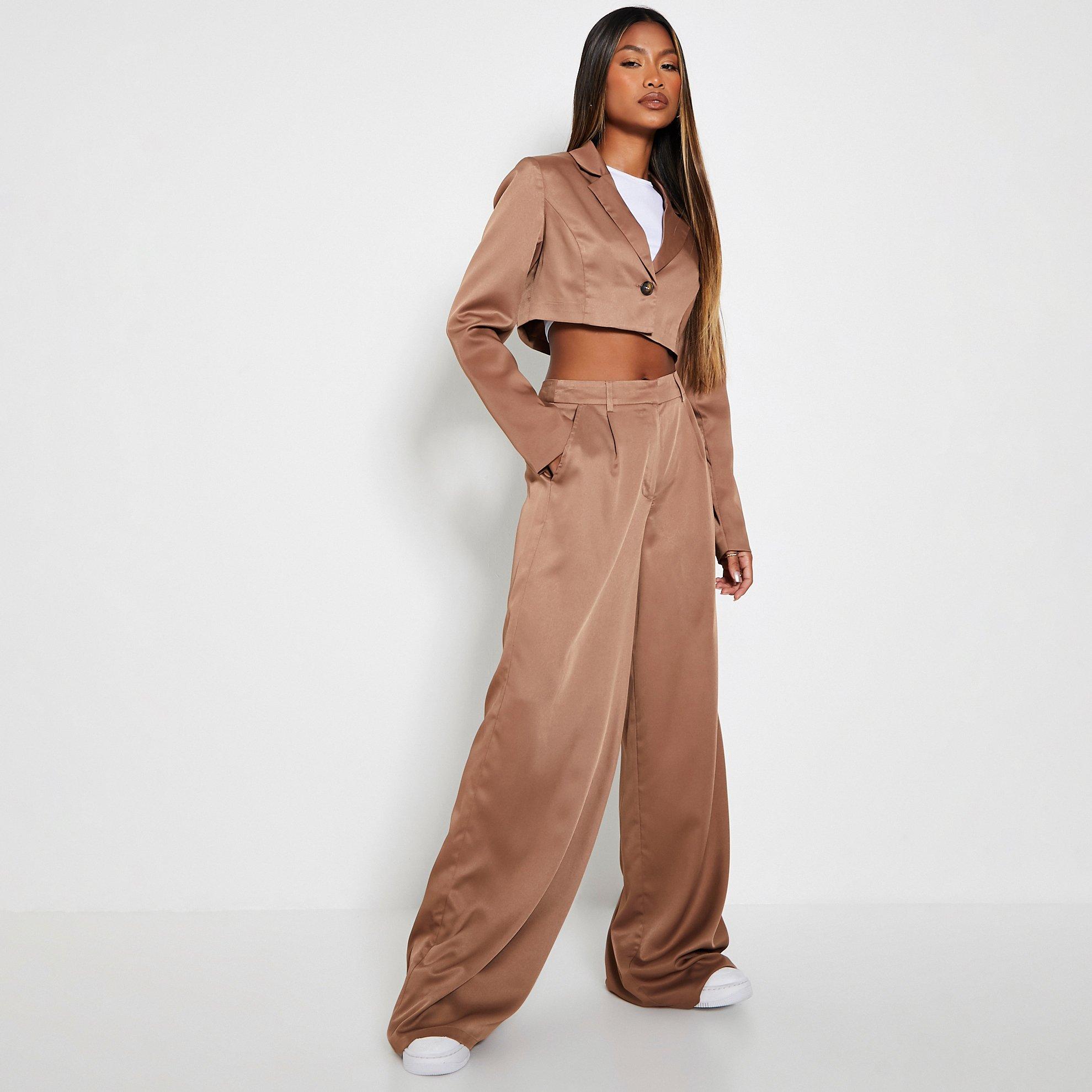 Taupe - I Saw It First - ISAWITFIRST Single Breasted Crop Blazer - 2