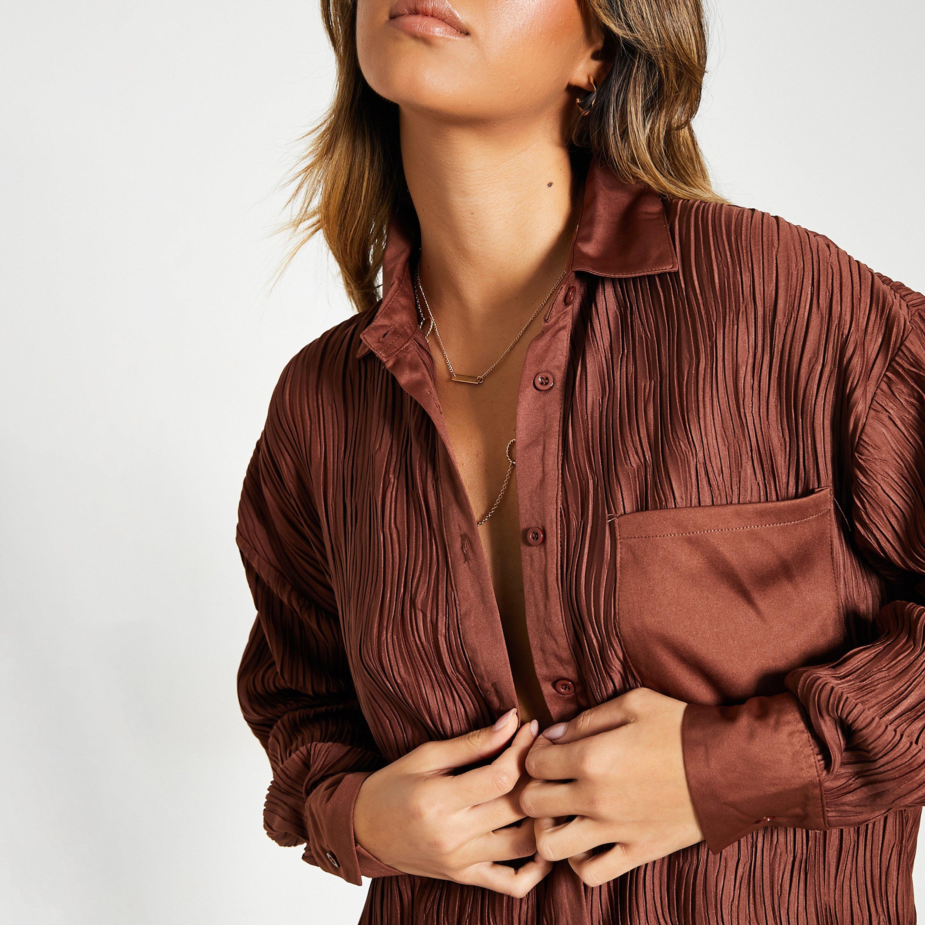 Schokolade - I Saw It First - ISIF Oversized Crinkled Long-Sleeve Plain Shirt - 5