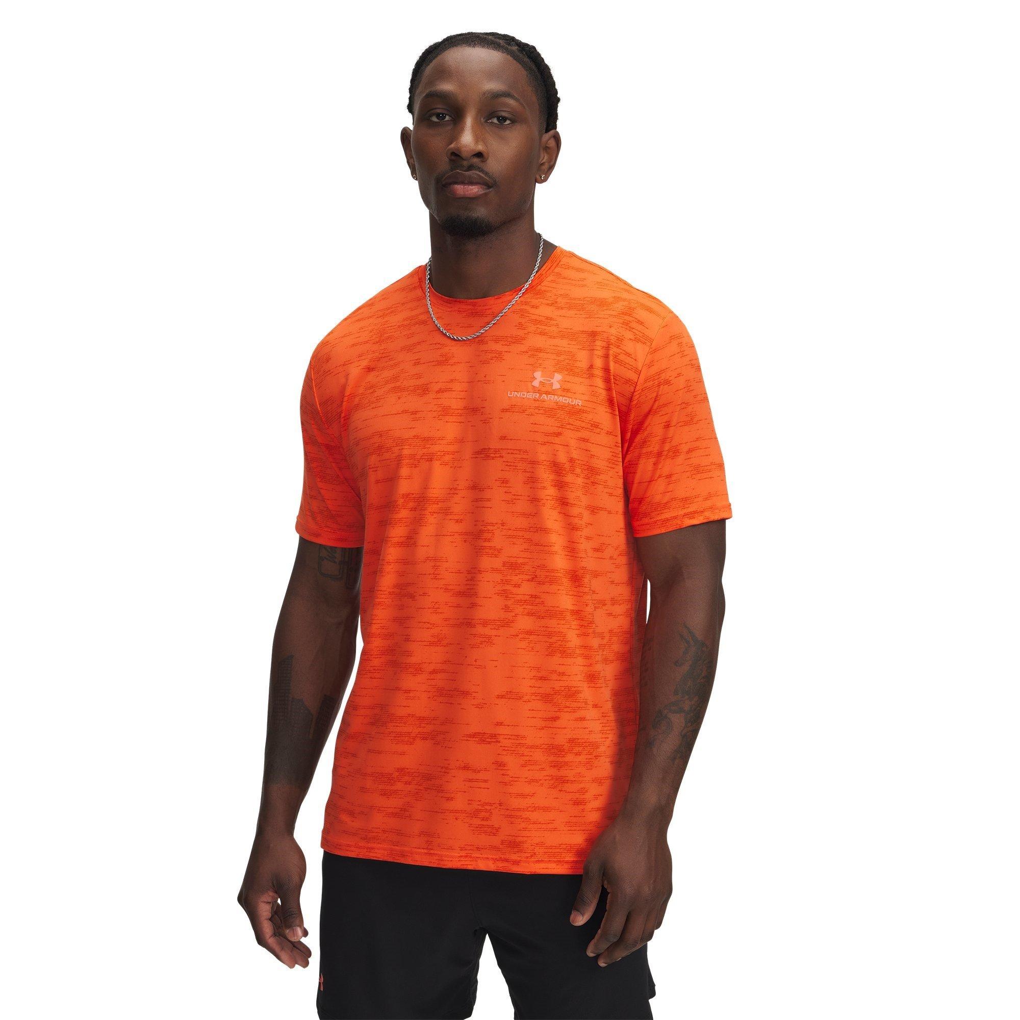 Under Armour Men's Orange Vanish Energy Printed Short-Sleeve Performance Gym Top - S