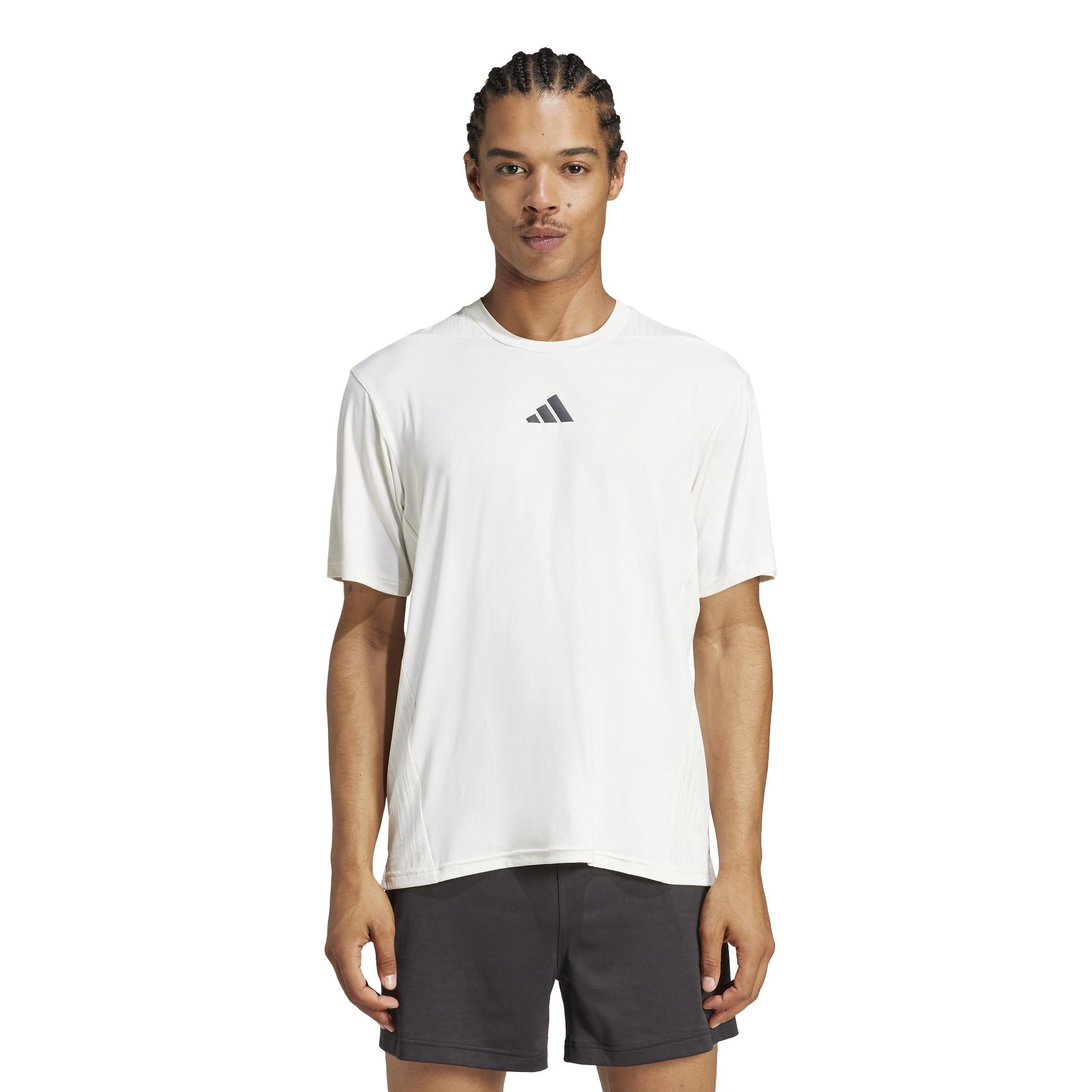 Chalk White - adidas - Men's D4T Intense Short-Sleeve Performance Gym Top - 2