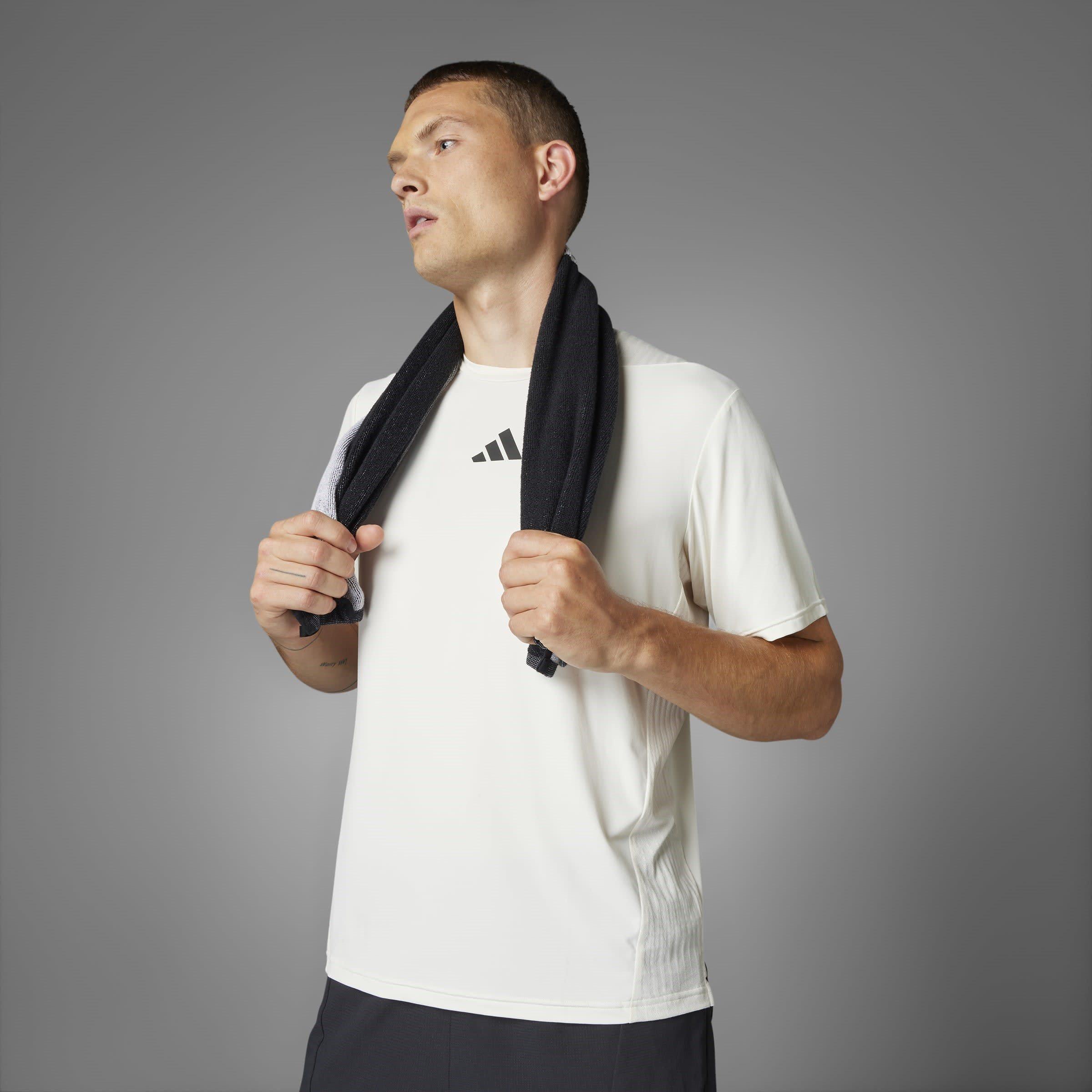 Chalk White - adidas - Men's D4T Intense Short-Sleeve Performance Gym Top - 14