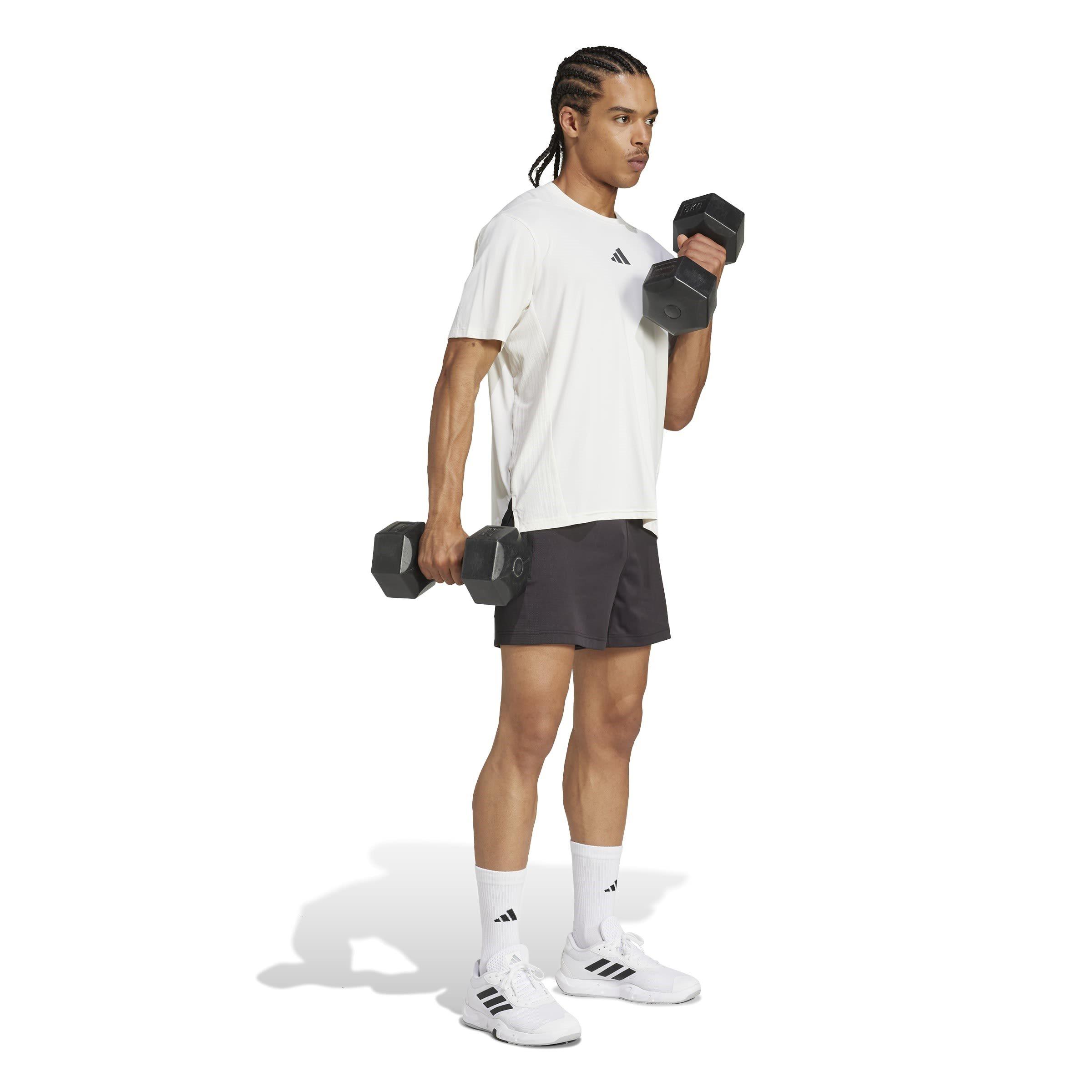 Chalk White - adidas - Men's D4T Intense Short-Sleeve Performance Gym Top - 4