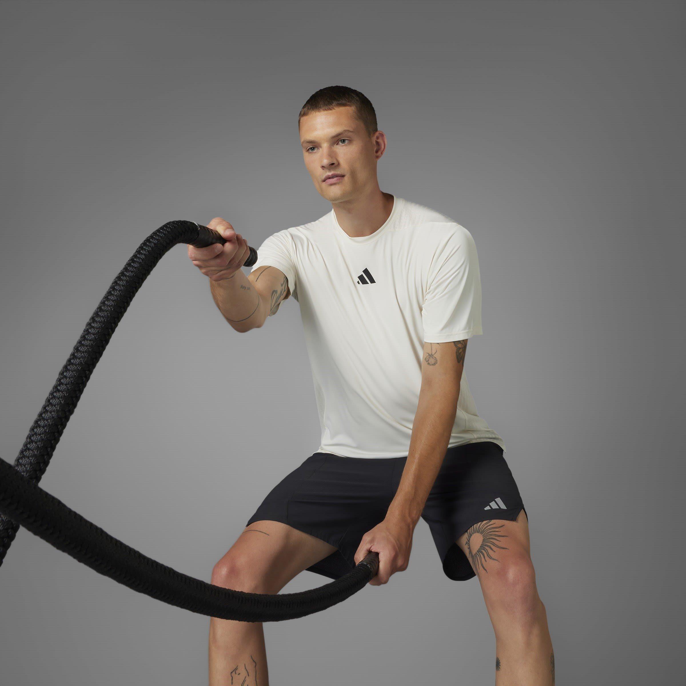 Chalk White - adidas - Men's D4T Intense Short-Sleeve Performance Gym Top - 8