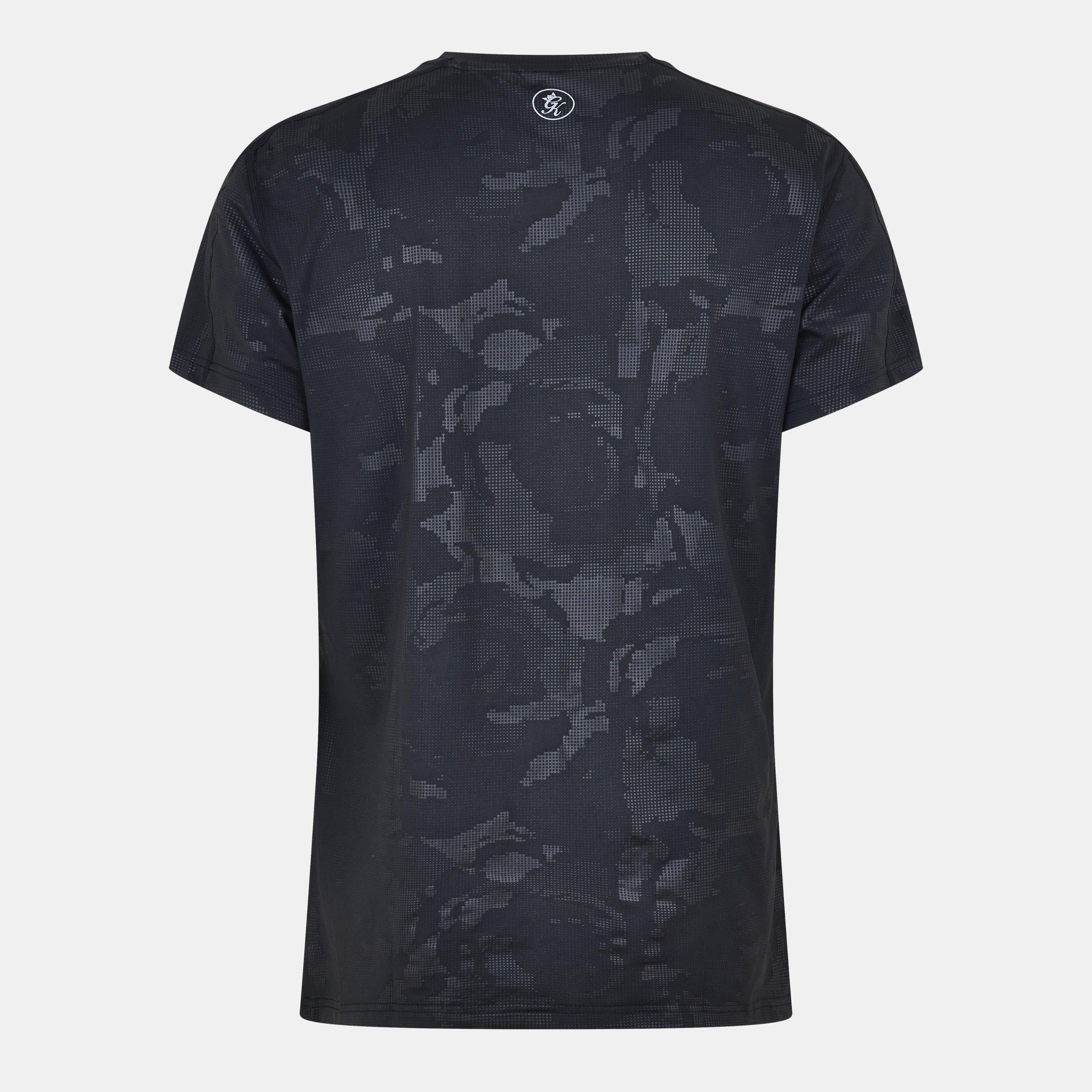 Zwart - Gym King - GymKi Debossed Camo Short Sleeve Performance Gym Top - 2