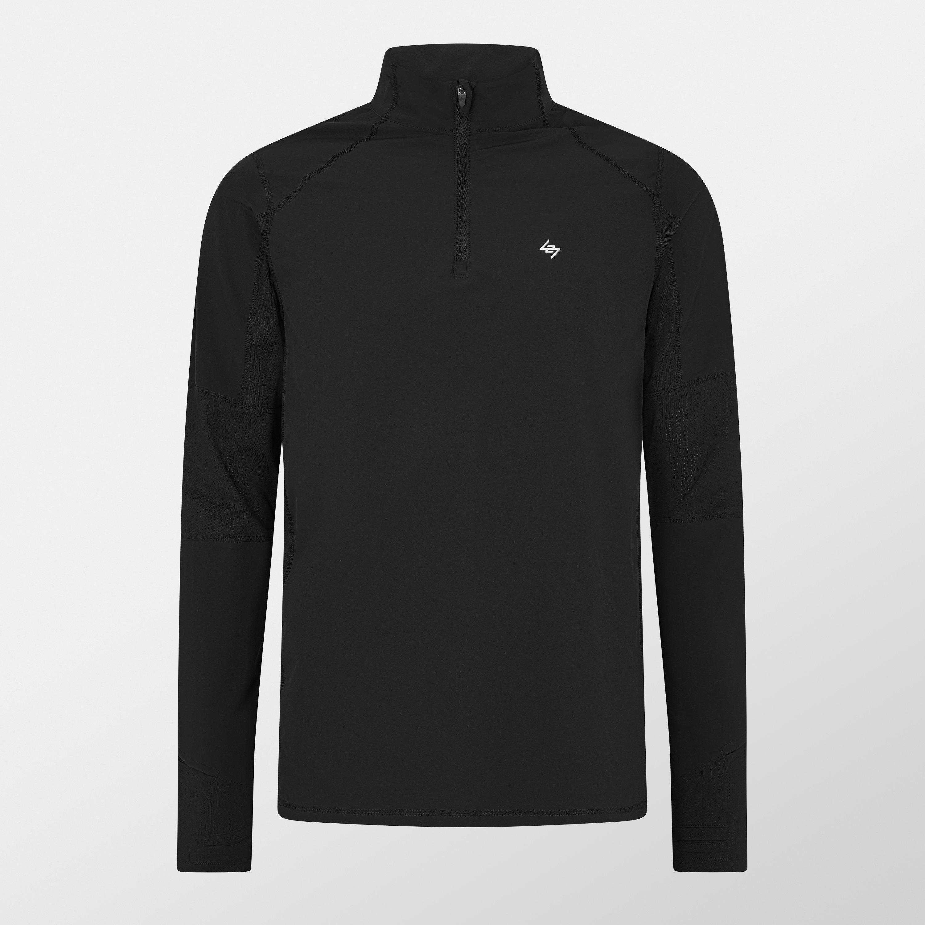 Jet Black - Represent 247 - Men's Quarter-Zip Long-Sleeve Performance Gym Top - 1