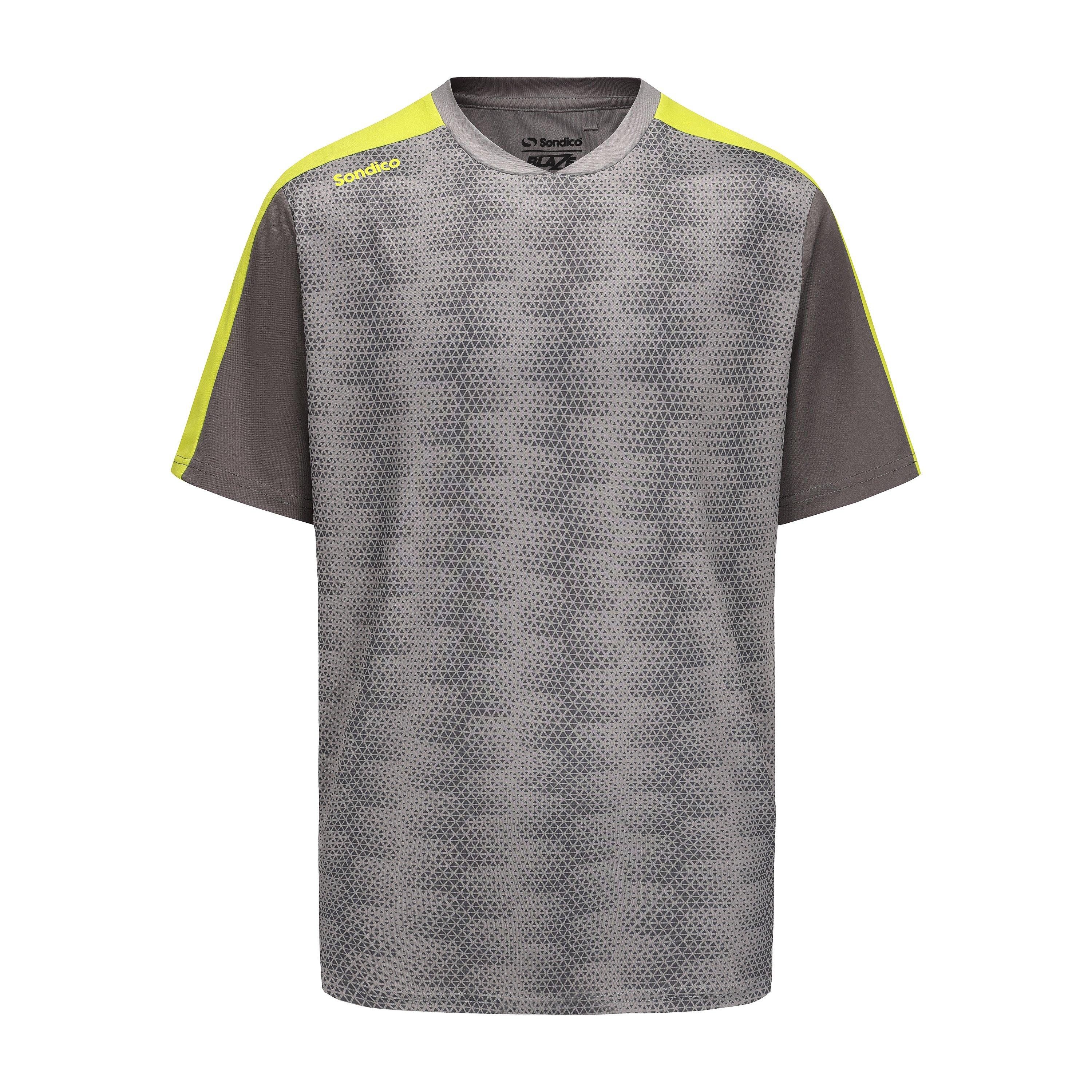 Sondico Men's Blaze Football Pt T-Shirts - Grey/Green - 2XL