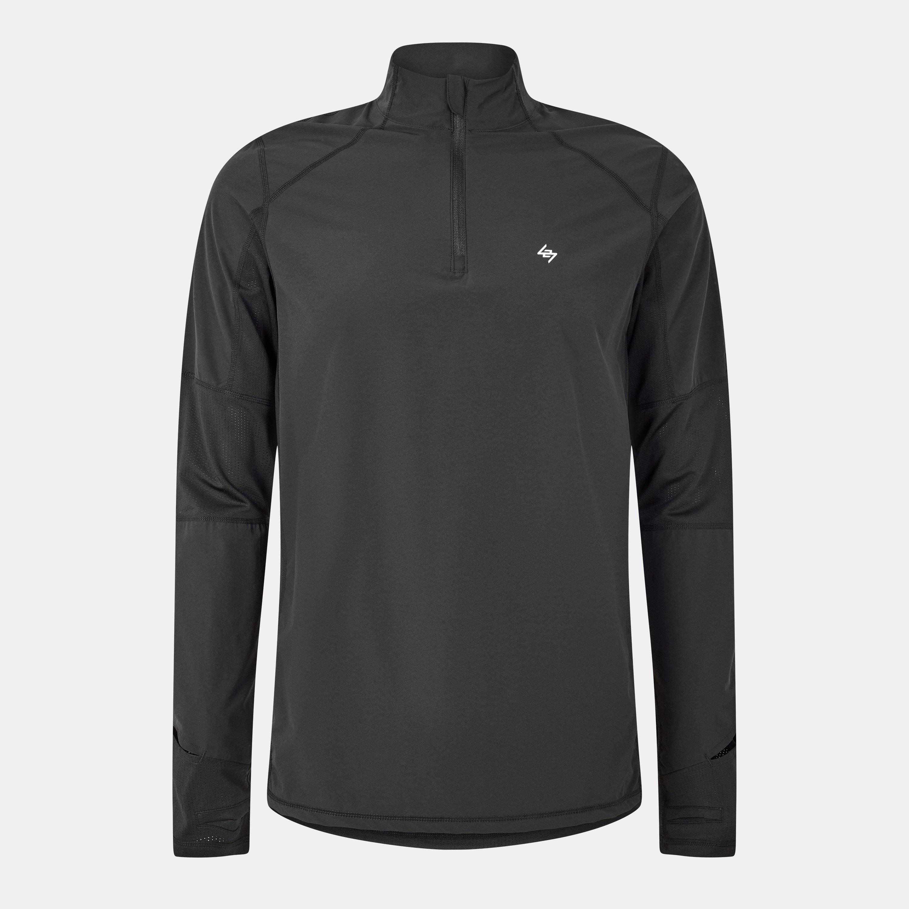 Jet Black - Represent 247 - Men's Quarter-Zip Long-Sleeve Performance Gym Top - 1