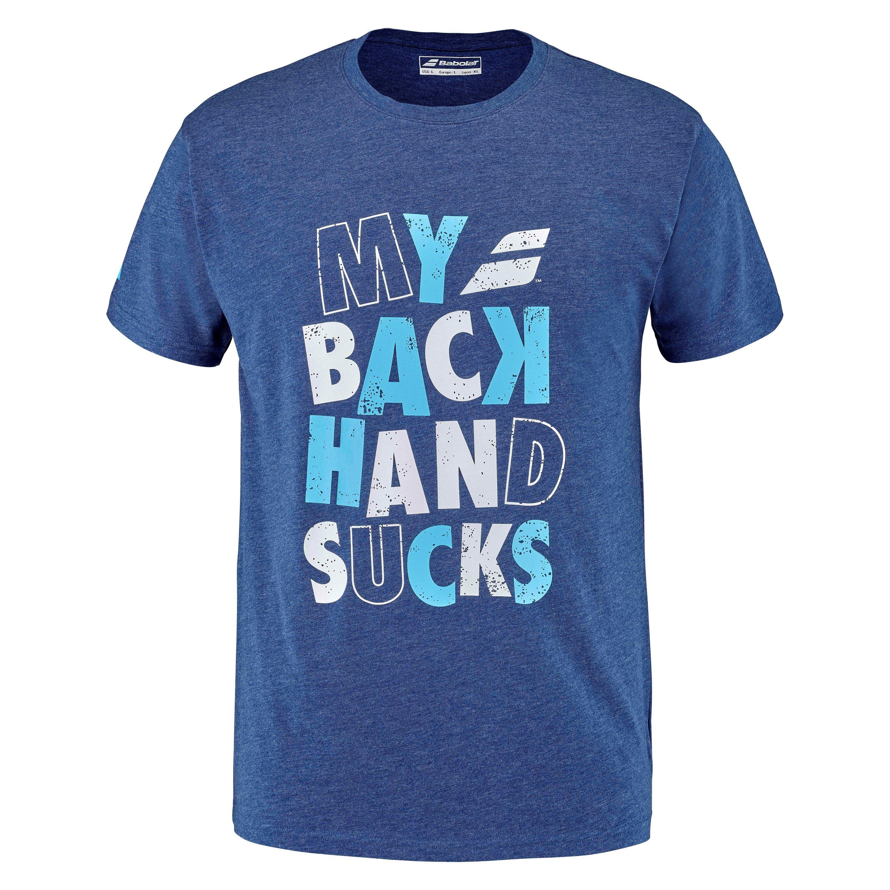 Babolat Men's Graphic Message Short-Sleeve Performance Gym Top - Estate Blue Hth - Small