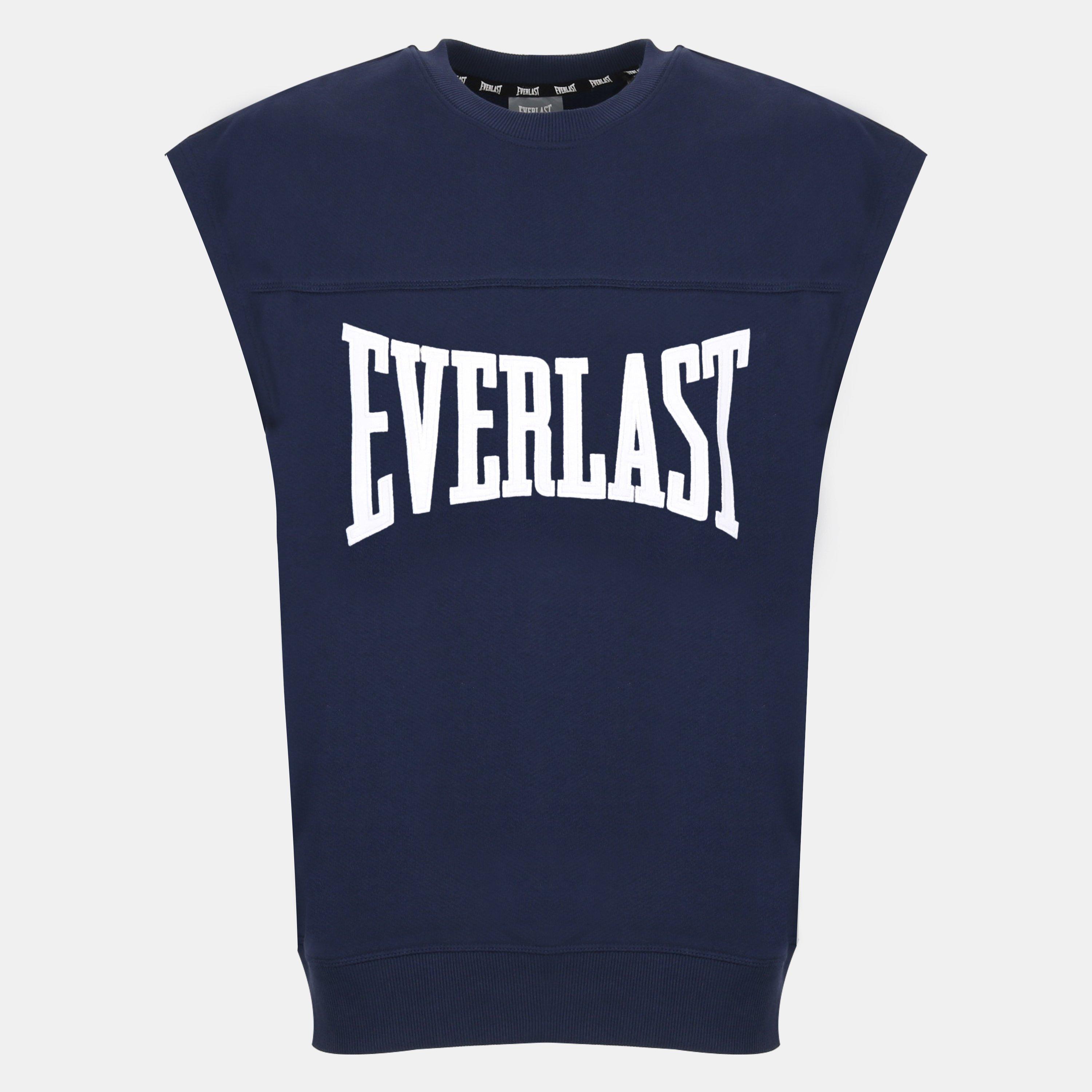 Navy - Everlast - Men's Cotton Sleeveless Oversized Fit Crew Sweatshirt - 1