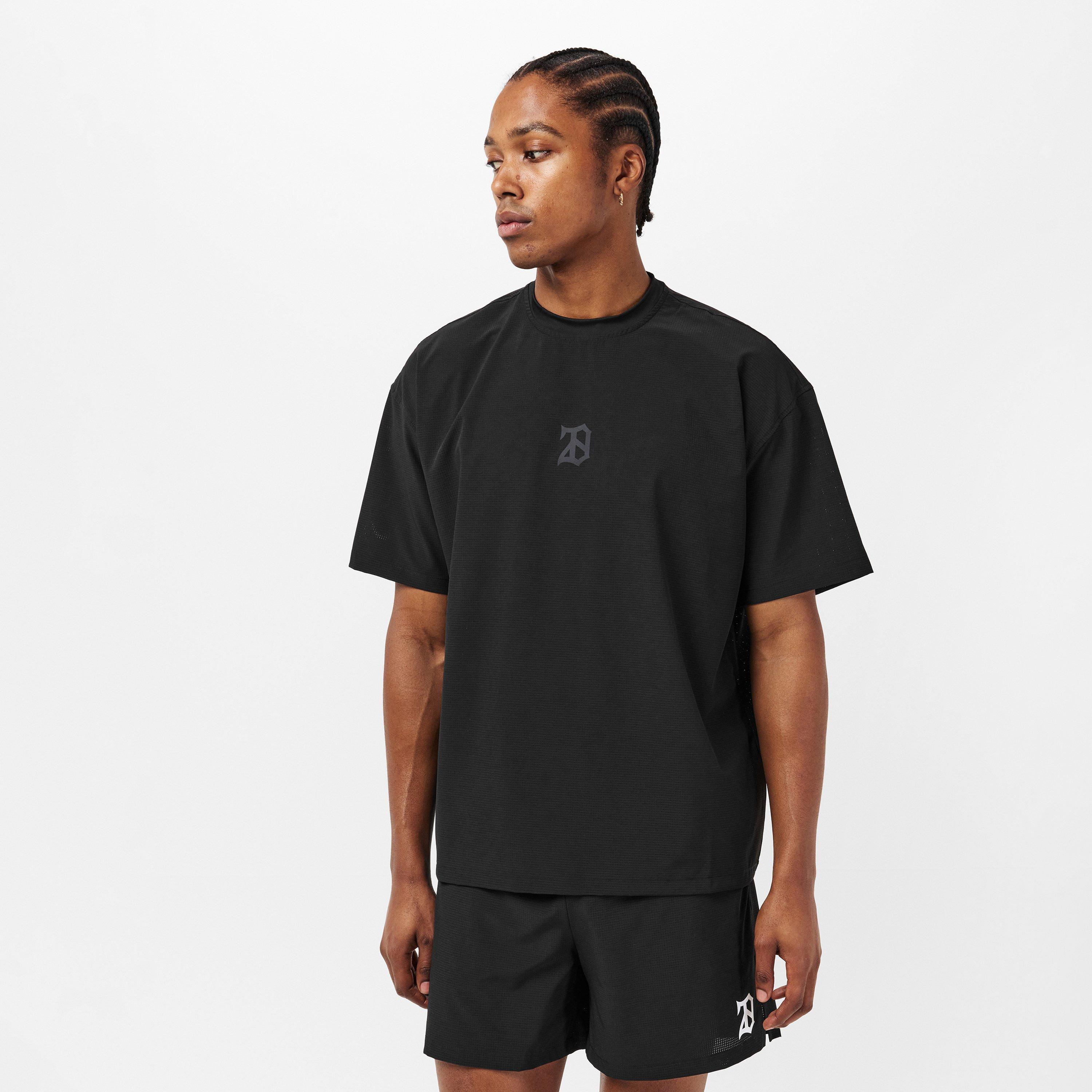 Black/Black - 28 Club - Men's Mesh Short Sleeve Performance Gym Top - 3