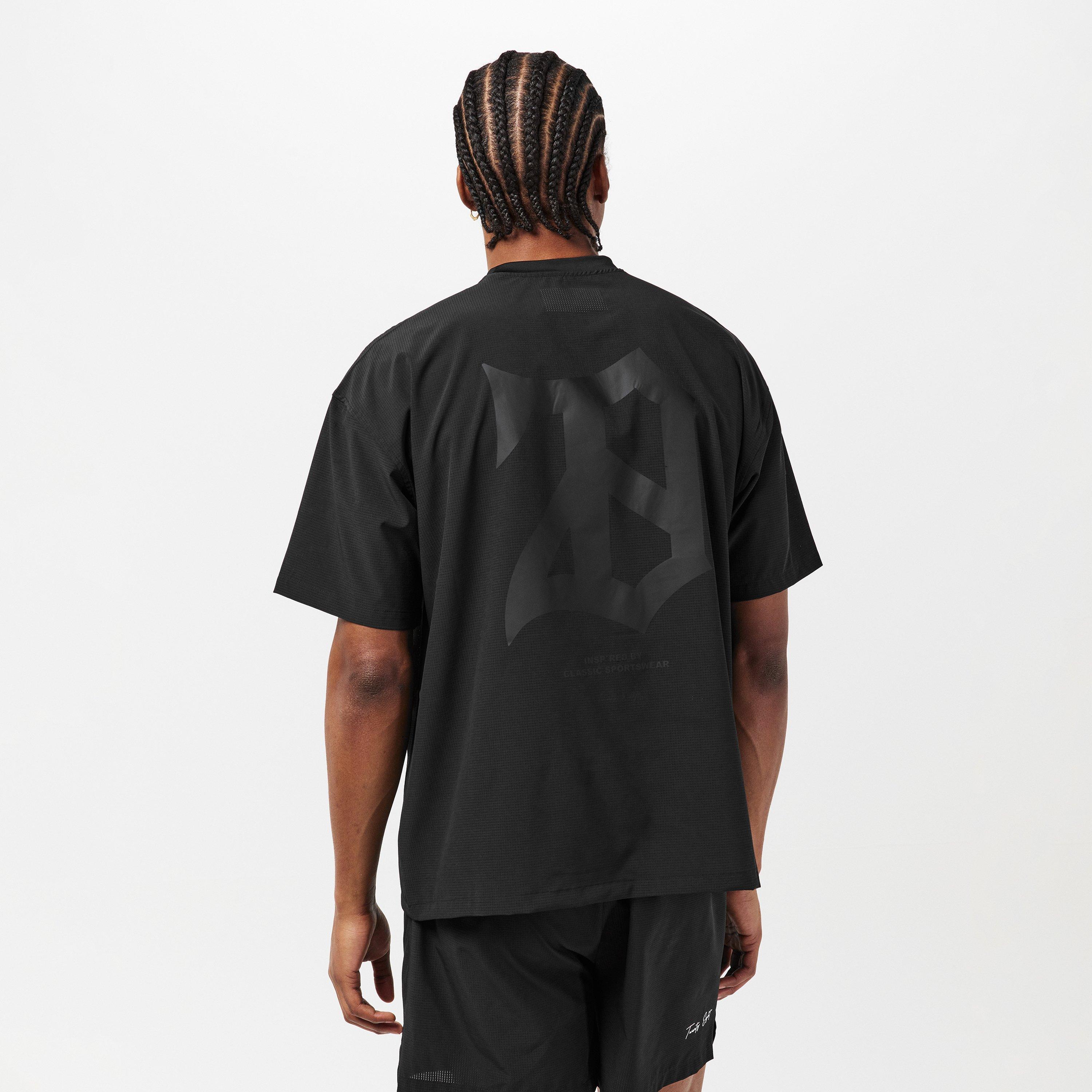 Black/Black - 28 Club - Men's Mesh Short Sleeve Performance Gym Top - 4