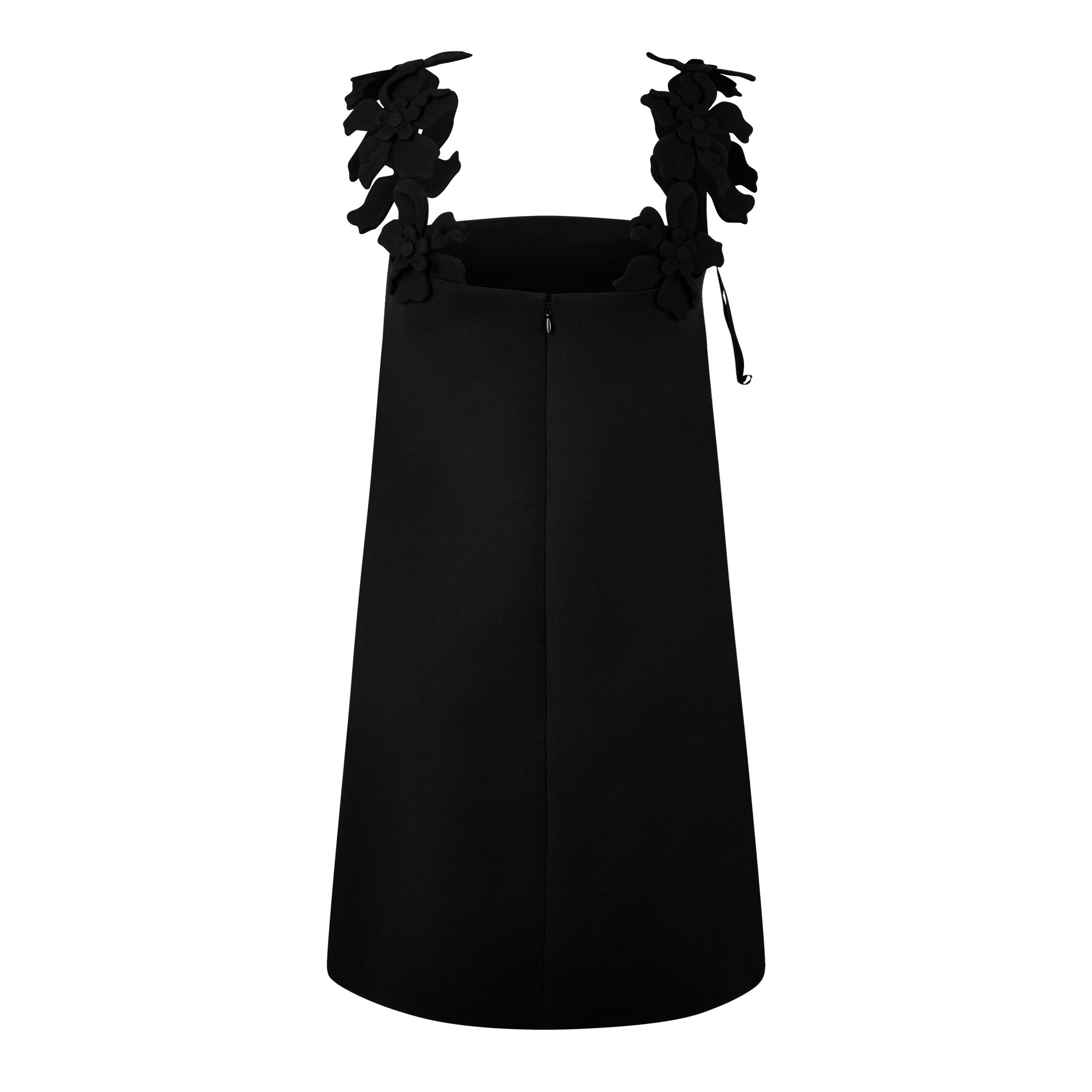 ワンピースその他 Valentino Black mini dress with rose applique VALENTINO | Rose Embroidered Dress | Women | Nero | Flannels