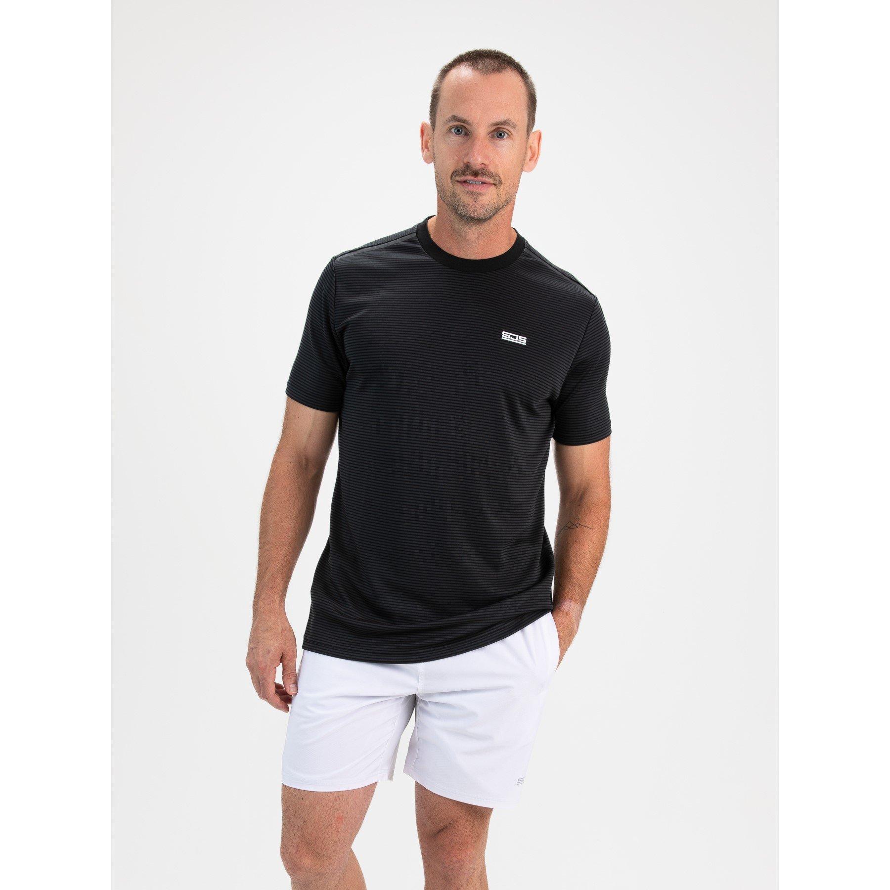 Sjeng Sports Men's S Tex Short Sleeve Performance Gym Top - Black - Medium