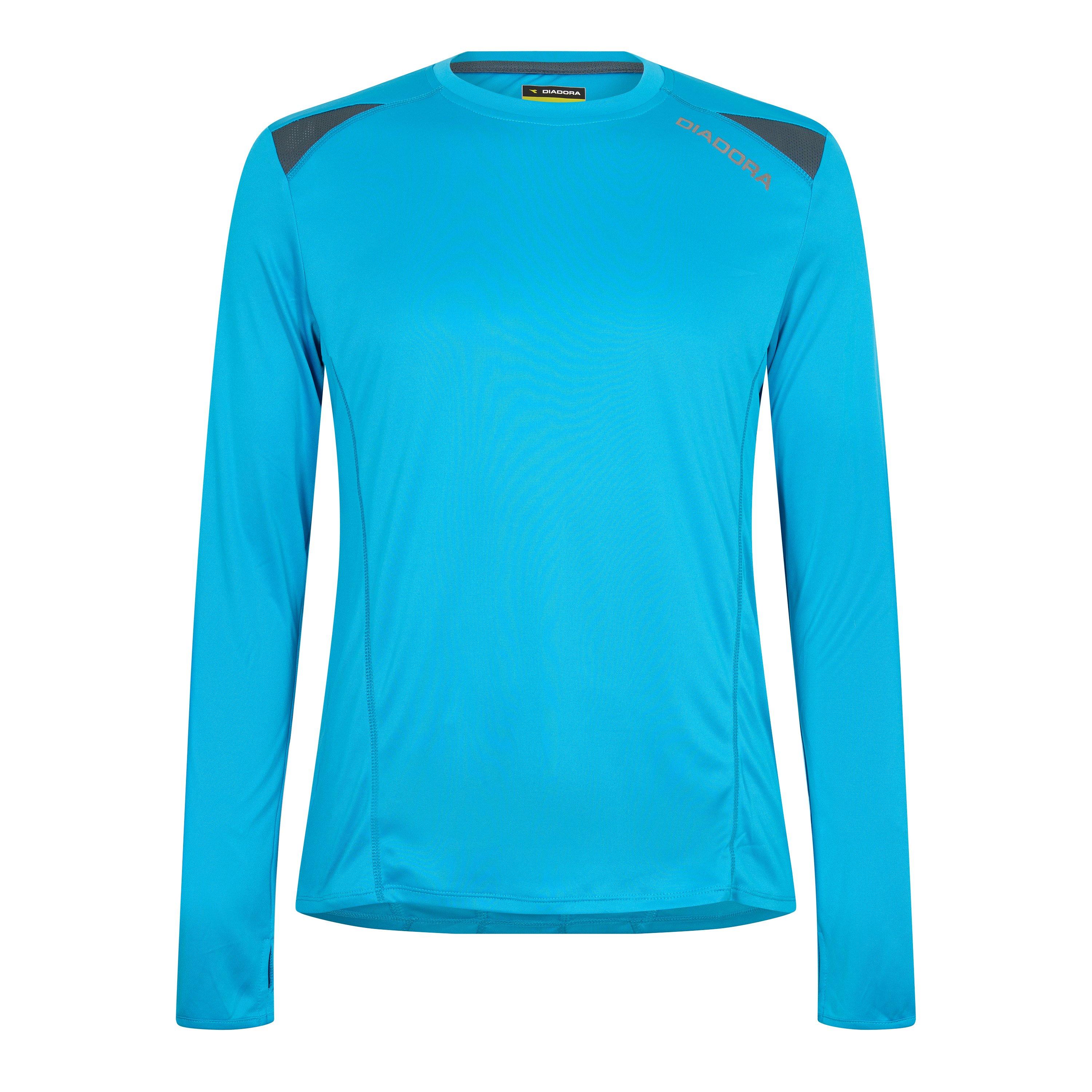 Diadora Men's Ls T-Shirt Team Long Sleeve Performance Gym Top - Blue Fluo - X Small