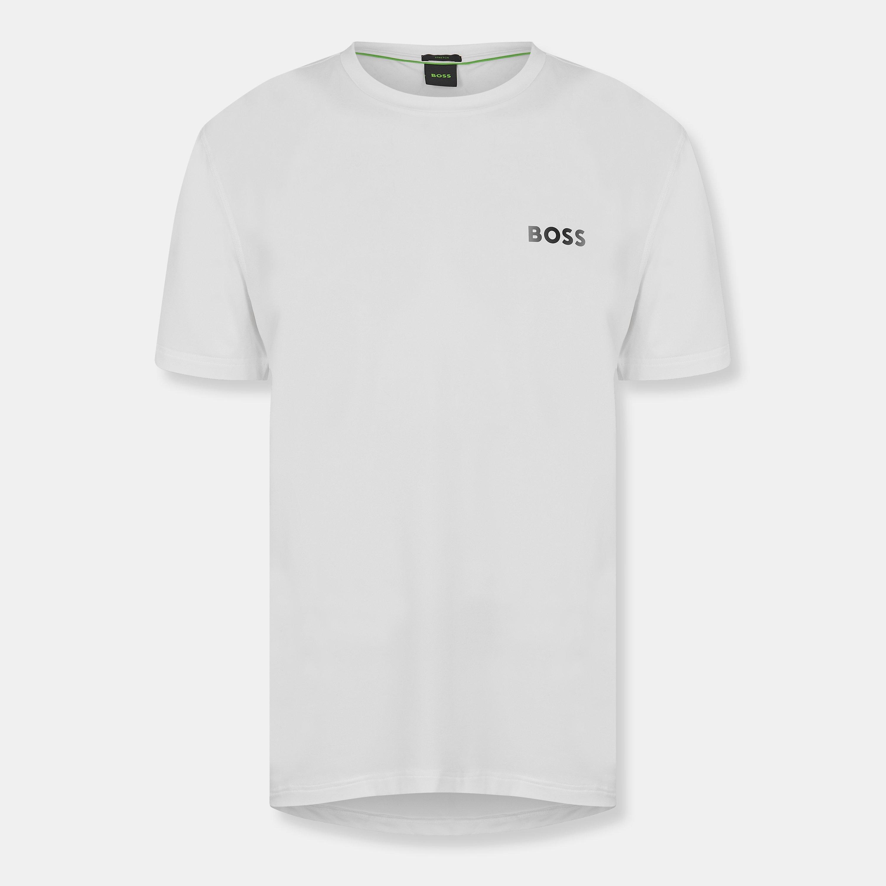 Boss Men's Green Short Sleeve Performance Gym Top - Tech Cotton - White - 2XL